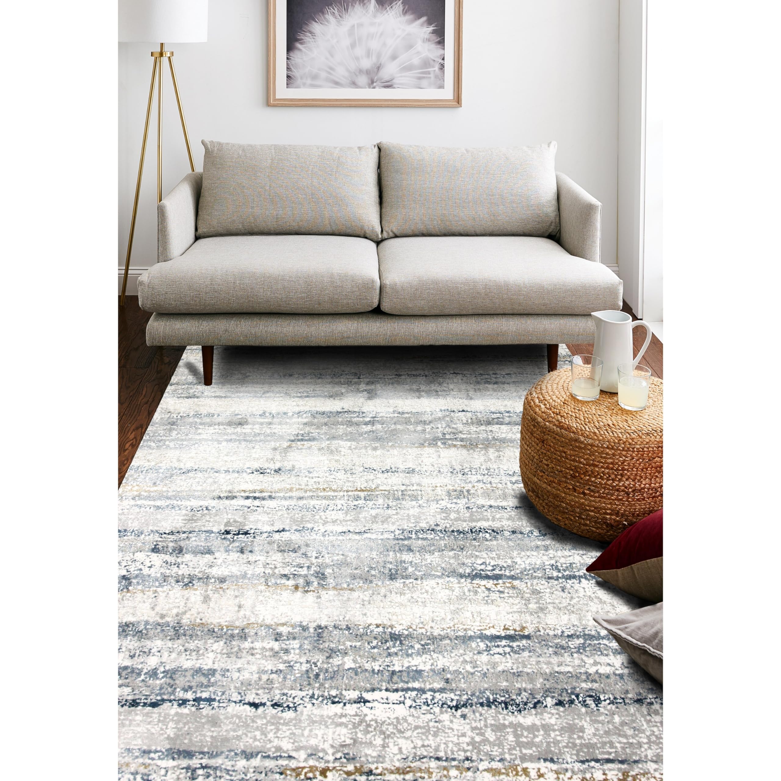 Bashian Collection Luxury Power Loom Polyester Area Rug - Soft Ivory Home Decor for Living Room, Bedroom, Entryway - 8.6' x 11.6' Runner Rug - Perfect for Modern Housewarming Gifts & Cozy Interior Design
