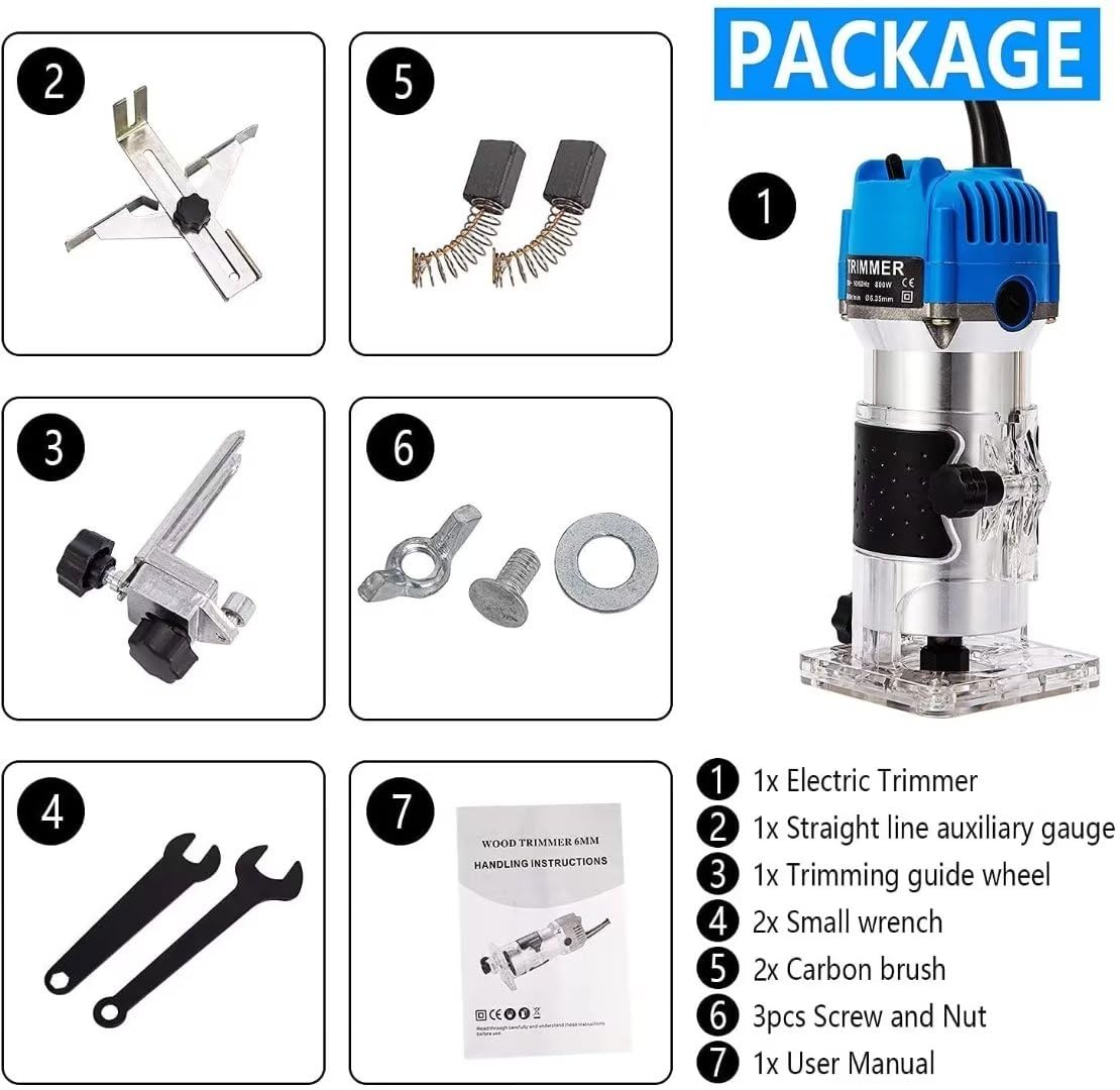 **Professional 800W Electric Wood Router Tool - 30000 RPM, 1/4