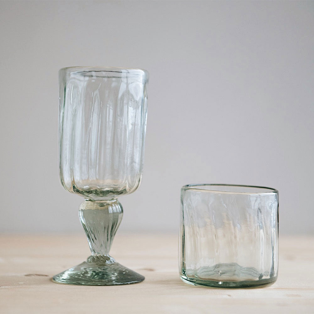 Handblown Fluted Tumbler Glass - 16oz Insulated Drinking Cup for Coffee, Tea & Cocktails - Perfect for Home, Office or Outdoor Use