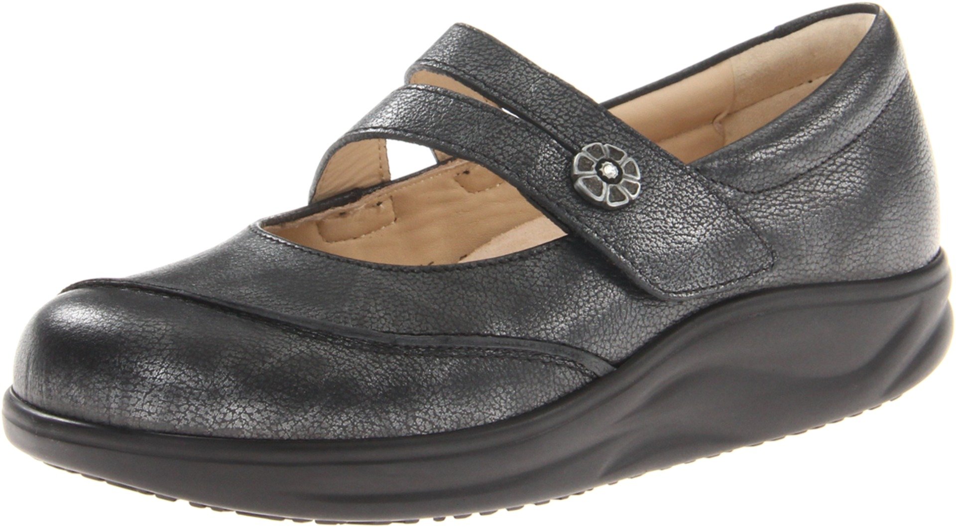 Birkenstock Women's Sacramento Sandals - Nero/Silver - Size 10 (UK Women's 7.5) | Comfortable Cork Footbed Slides for Casual Wear, Beach & Summer Outfits
