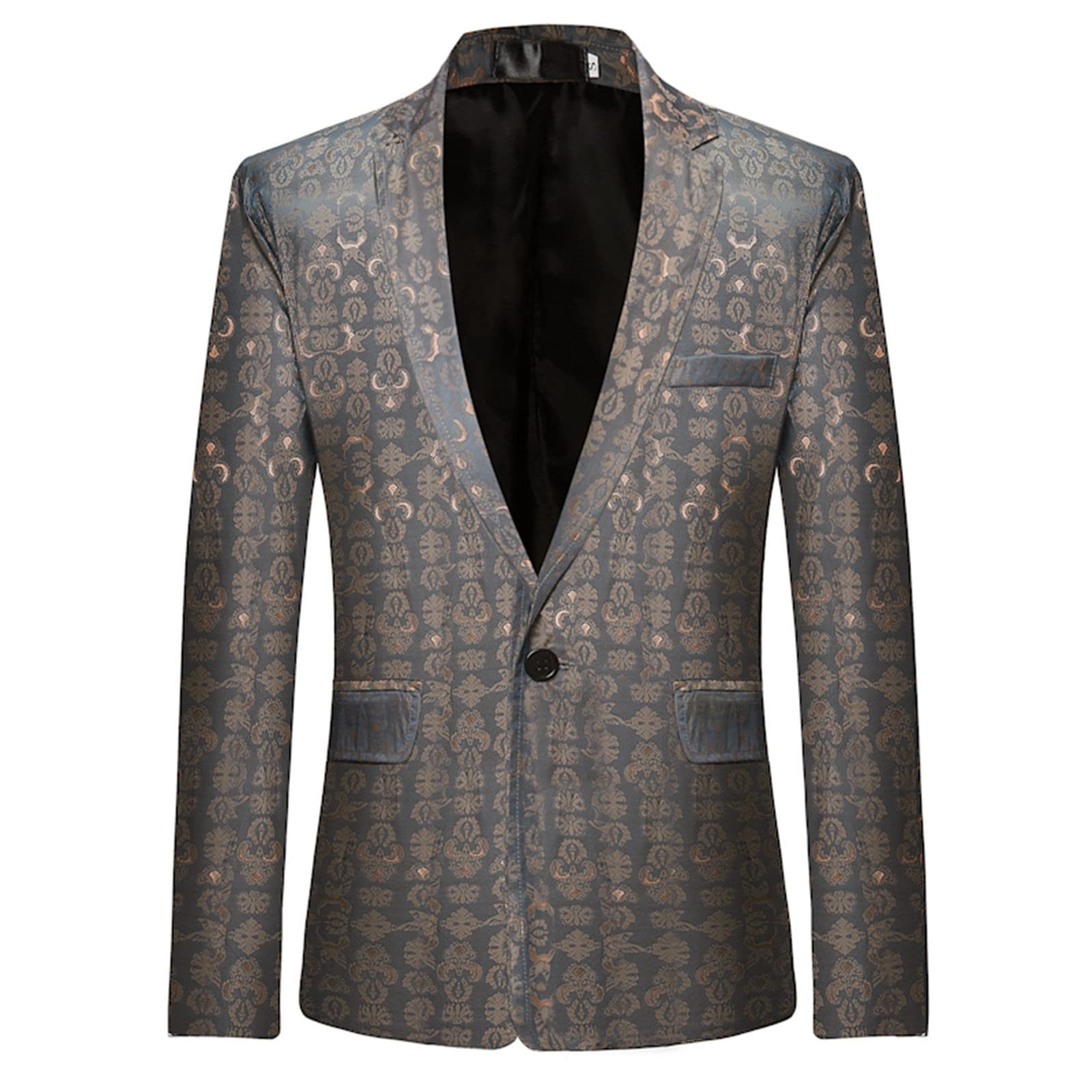 Men's Printed Turndown Collar Long Sleeve Button Jacket - Autumn Winter Casual Coat for Work & Outdoor Activities