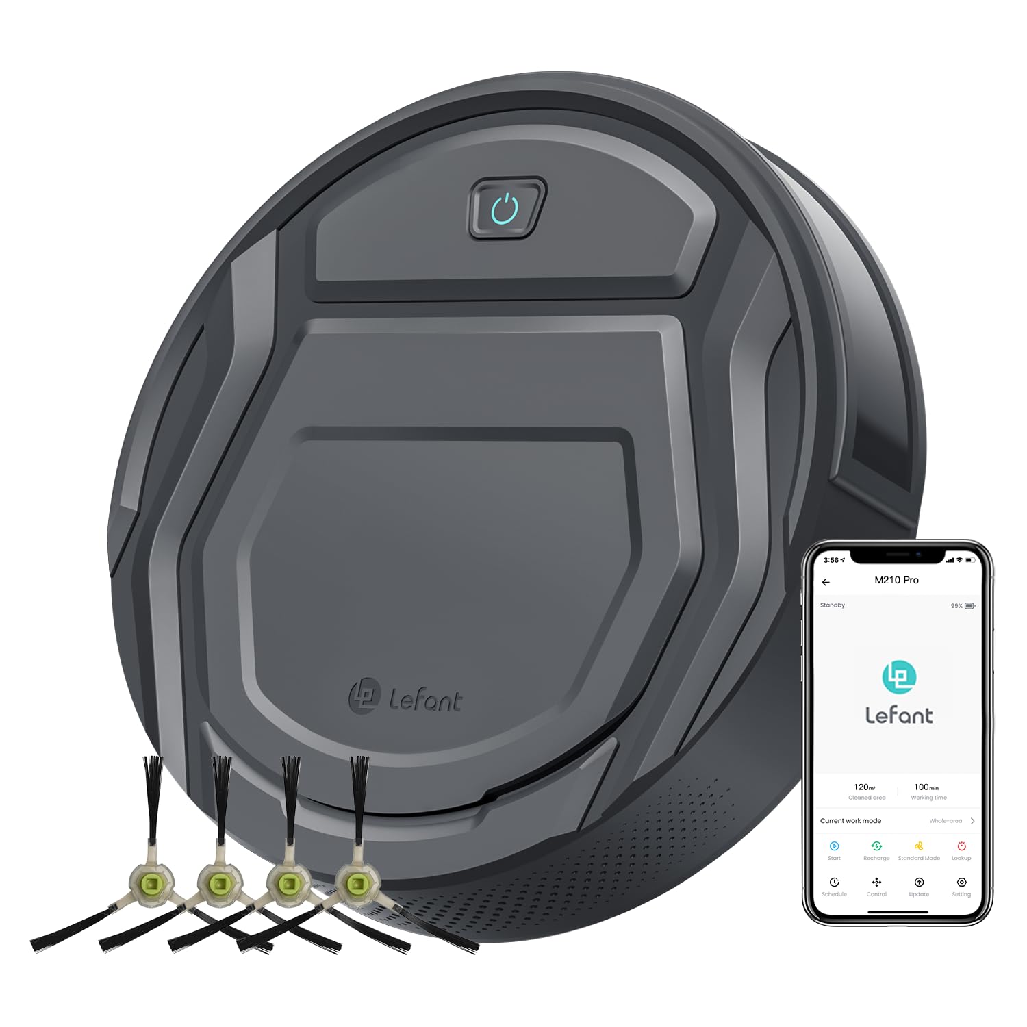Lefant M210 Pro Robot Vacuum Cleaner - Slim & Quiet with 3 Suction Levels, 6 Cleaning Modes | WiFi/APP/Alexa Control, 120-Min Runtime & Self-Charging | Ideal for Pet Hair, Hardwood Floors & Daily Home Cleaning