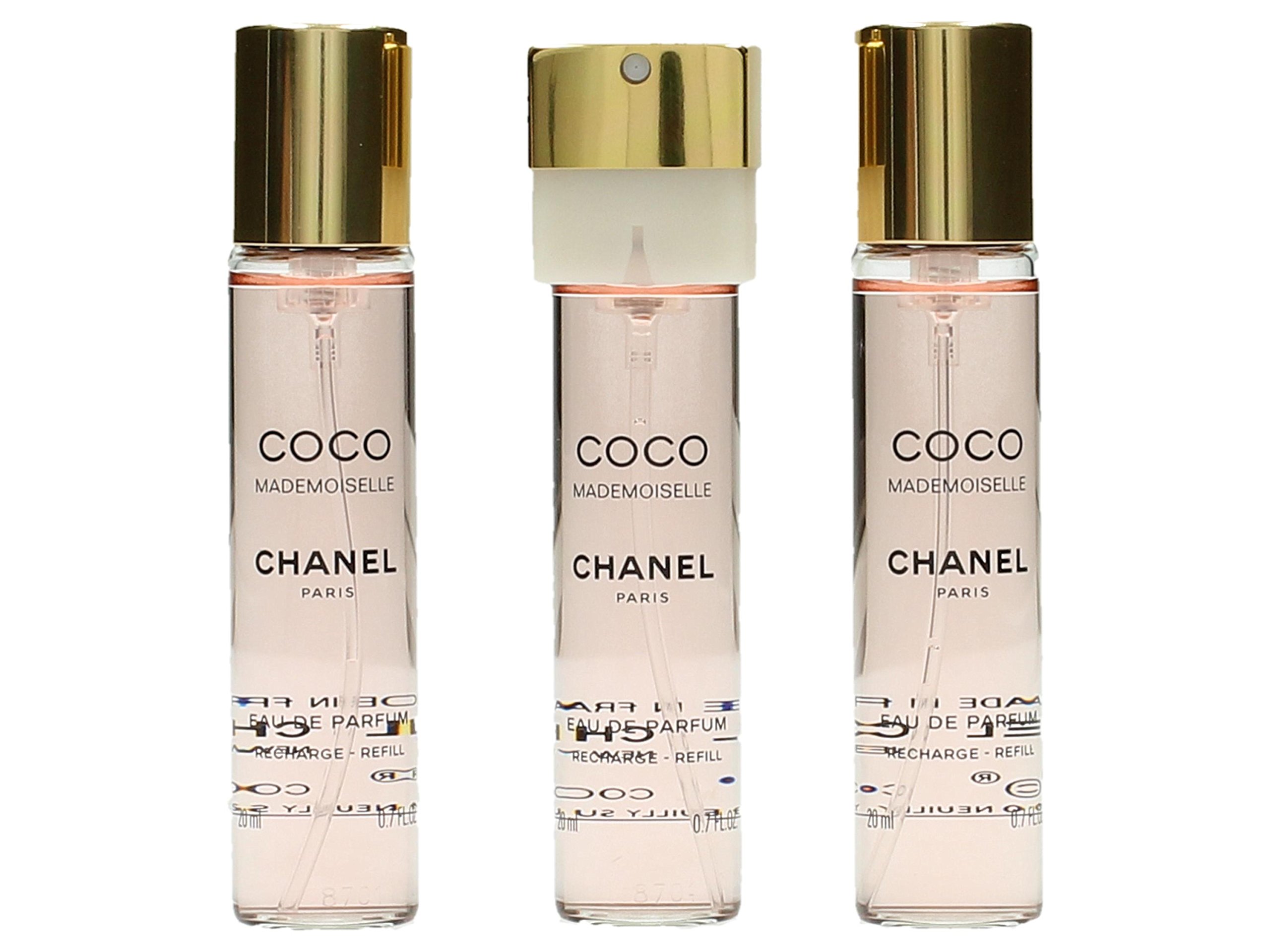 Chanel Coco Mademoiselle Twist & Spray Eau De Parfum Refill Set - 3 x 20ml/0.7oz Travel Size Perfume Bottles - Luxury Women's Fragrance for Everyday Wear, Office & Special Occasions