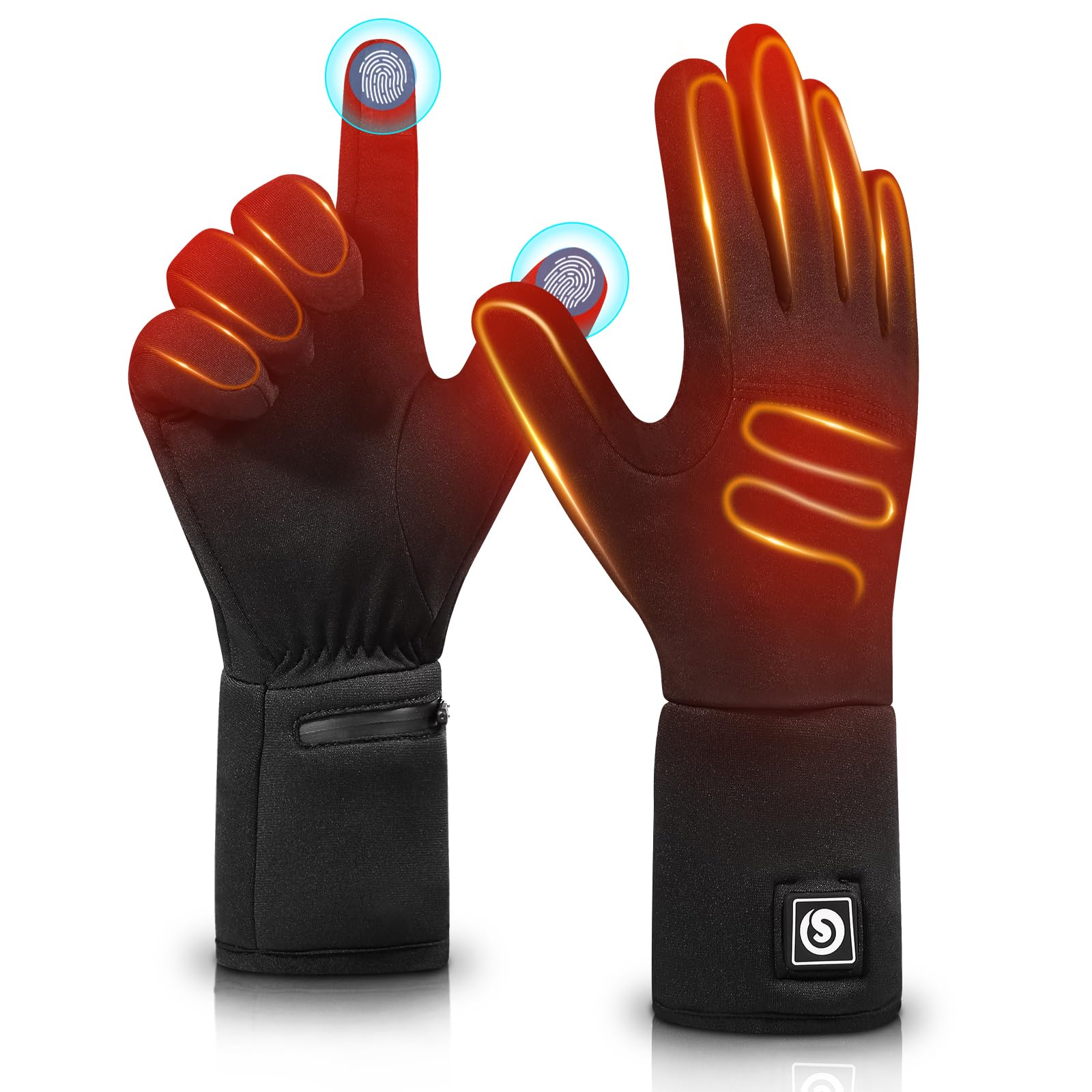 Rechargeable Electric Heated Gloves for Men & Women - Thin Battery-Powered Winter Work Gloves for Outdoor Activities, Skiing, and Cold Weather Protection