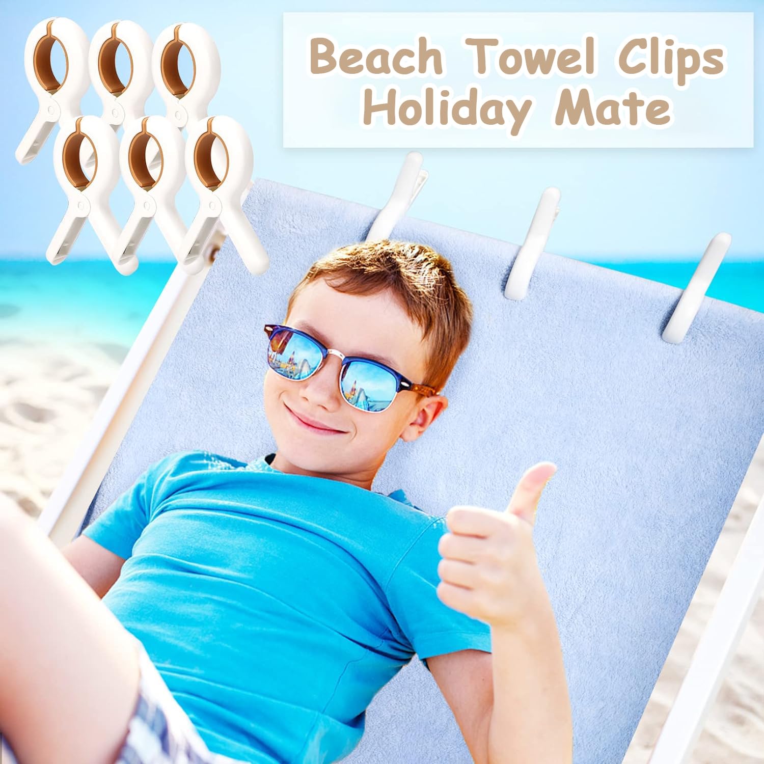 JR 12 Pack Jumbo Windproof Beach Towel Clips - Heavy Duty Plastic Towel Holders for Pool, Boat, Cruise & Lounge Chairs - Secure Blankets, Clothes & Quilts - Perfect for Beach, Travel & Outdoor Activities