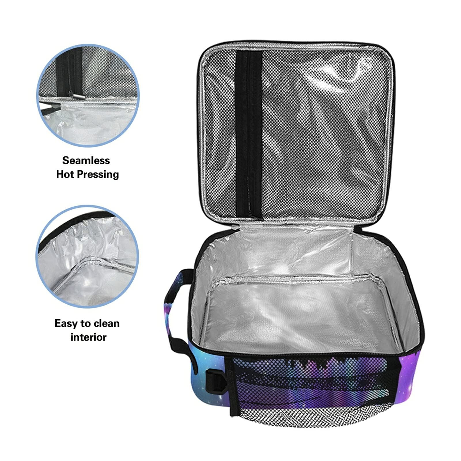 **Insulated Lunch Bag with Adjustable Strap - Leakproof & Portable Cooler Tote for Work, School, Picnic - Fantasy Galaxy Wolf Design for Men, Women, Kids**    *(Perfect for Office, School, Travel, Camping & Outdoor Activities - Keeps Food Fresh & Cold/Hot for Hours)*
