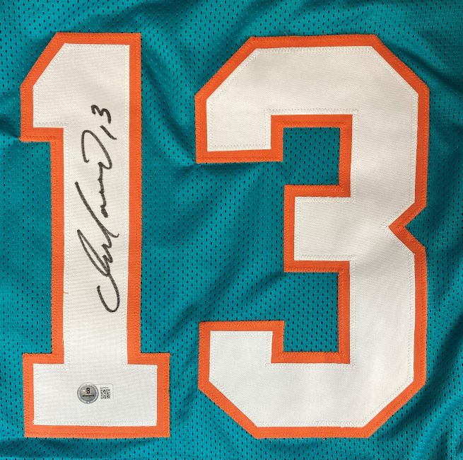 Authentic Dan Marino Miami Dolphins Signed Teal Football Jersey with BAS ITP COA - Perfect for NFL Memorabilia Collectors and Miami Dolphins Fans