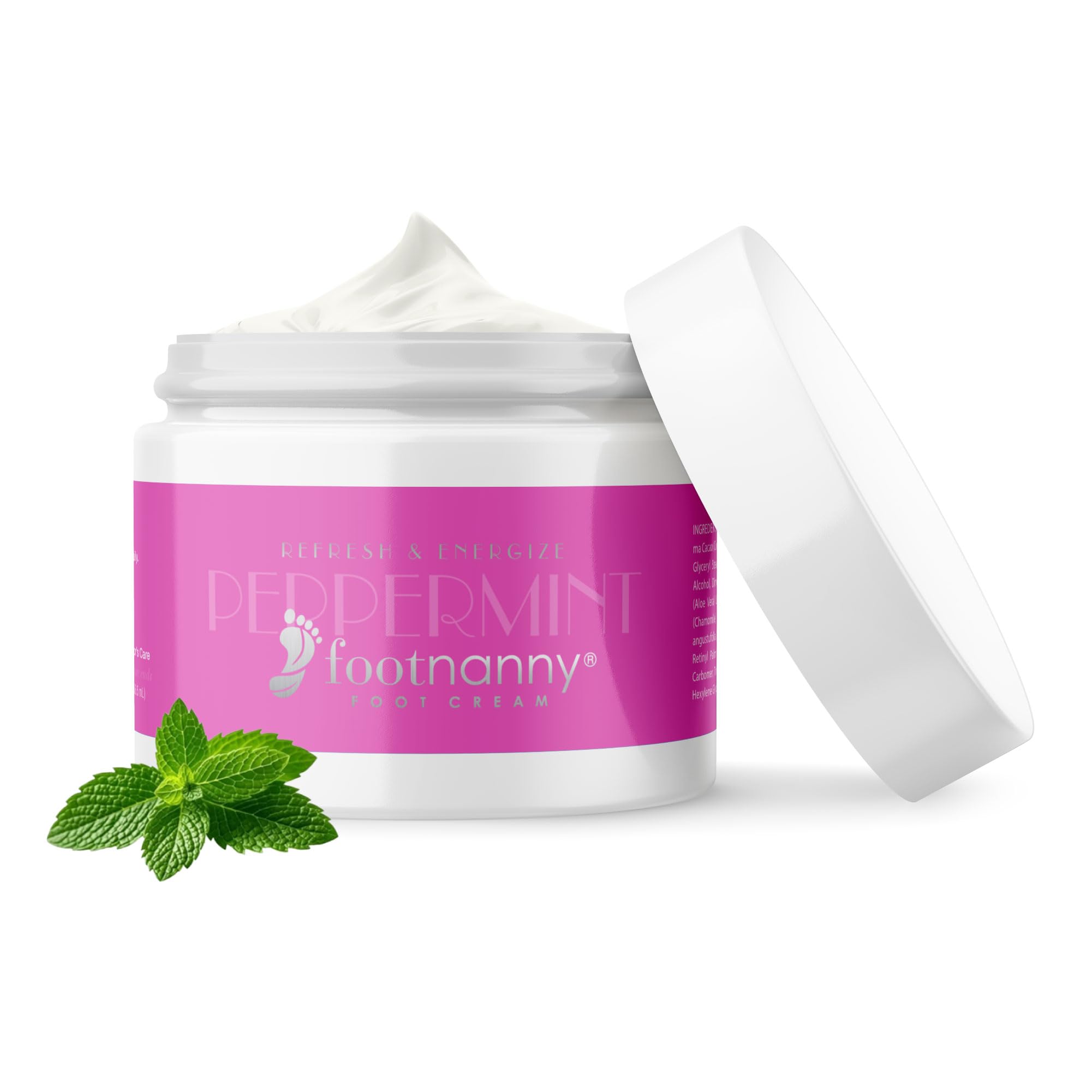 Footnanny Peppermint Foot Cream for Cracked Heels & Dead Skin - Moisturizing Foot Care with Natural Ingredients - Perfect for Dry Feet Relief at Home, Spa or Travel