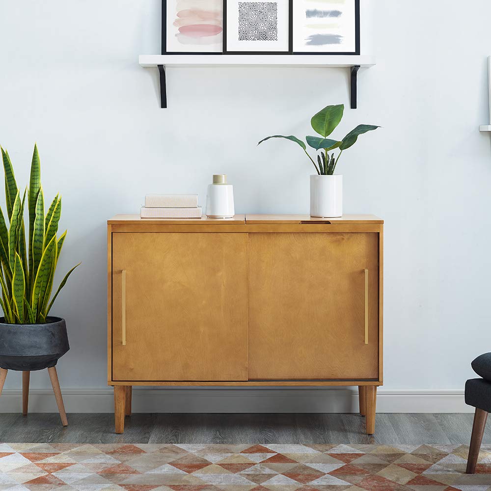 Crosley Everett Media Console & Vinyl Record Player Stand with Storage - Perfect for Living Room, Home Theater & Vinyl Record Collection - Acorn Finish