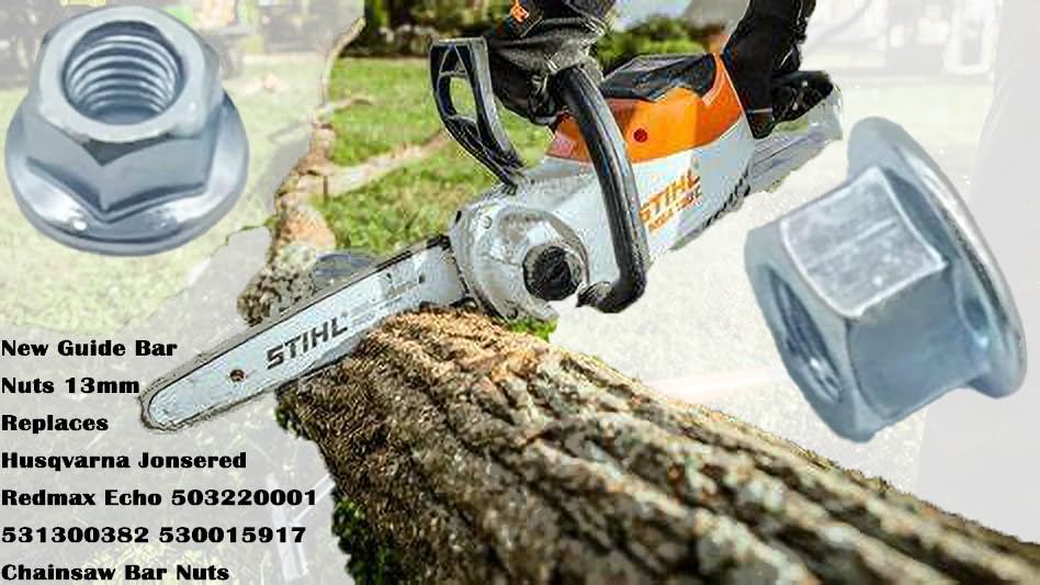 13mm Guide Bar Nuts (10-Pack) - Compatible with Husqvarna, Jonsered, Redmax, Echo Chainsaws - Replaces OEM Parts 503220001, 531300382, 530015917 - Perfect for Chainsaw Maintenance & Repair