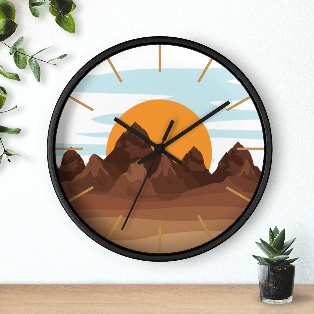 Sunrise Mountain Wall Clock - Large Modern Silent Non-Ticking Battery Operated Wall Decor for Living Room, Bedroom, Office - Perfect for Home, Office & Gift Giving