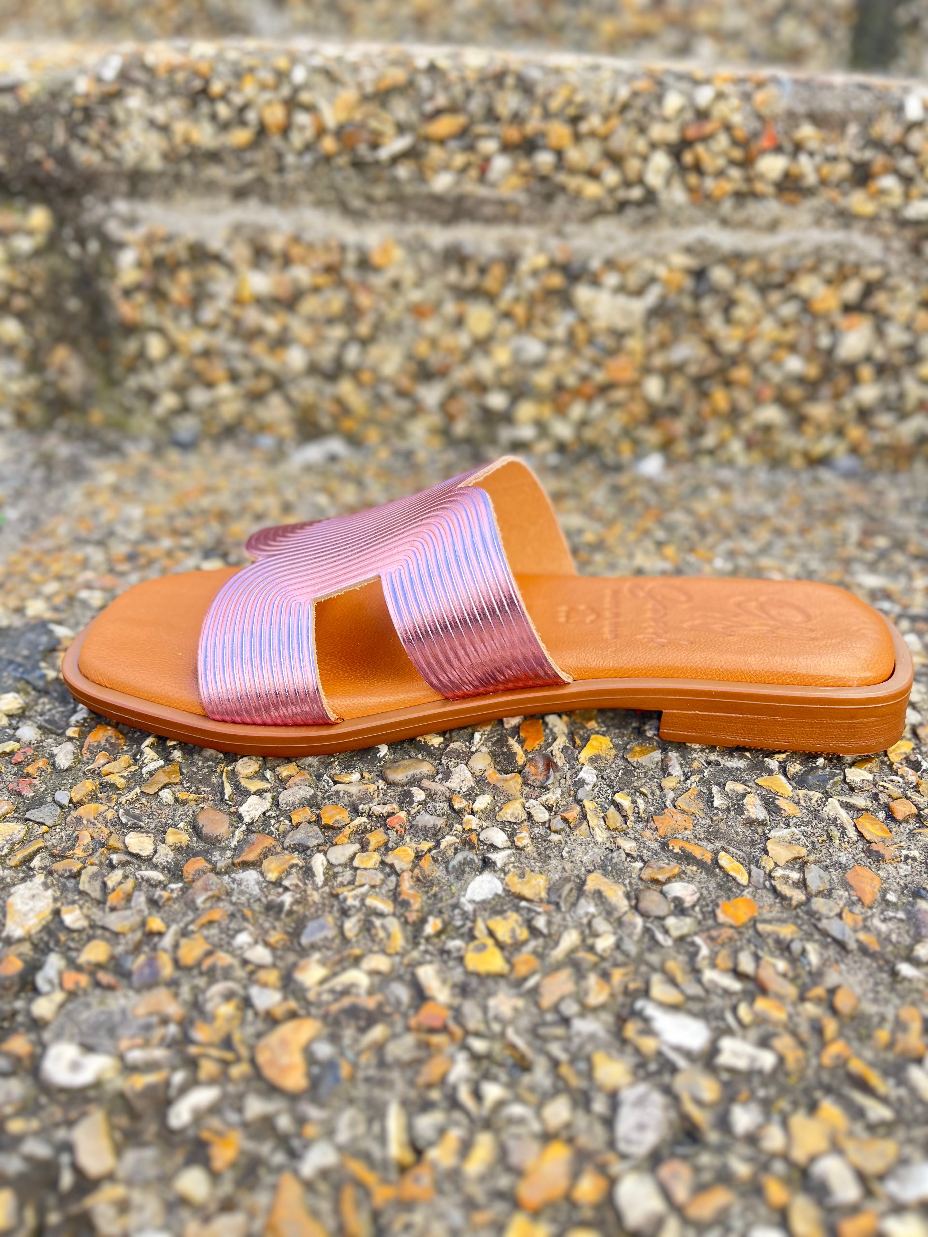 OH MY SANDALS Women's Pink Slide Sandals 5327 - Comfortable Summer Slippers for Beach, Poolside & Casual Wear