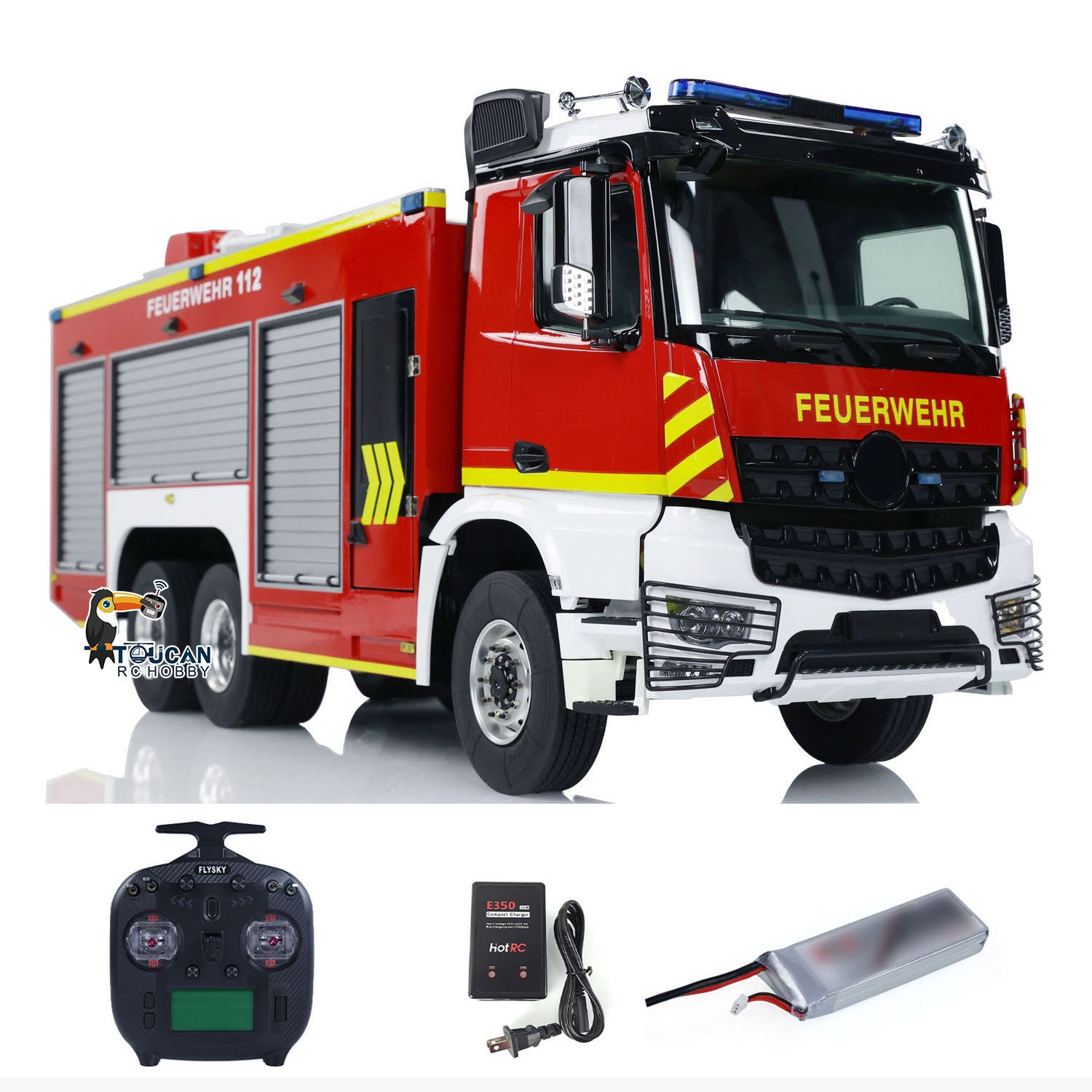 1/14 Scale 6x4 RC Fire Truck with Metal Chassis - Remote Controlled Firefighting Vehicle Model with Realistic Sound & Light System | Collectible Hobby Toy for Kids & Adults, Perfect for Emergency Simulation Play and Display