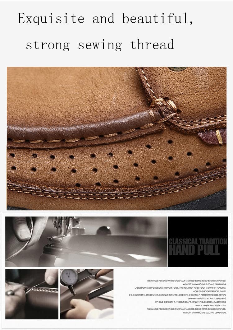 Premium Men's Slip-On Loafers - Genuine Leather Comfort Shoes for Work & Outdoor | Plus Size Casual Hiking Shoes | Ideal for Dad Gifts, Office Wear & Weekend Adventures