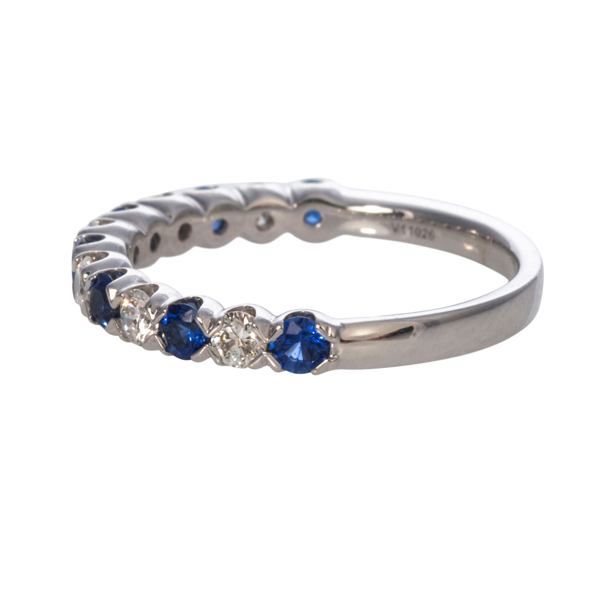 0.55ct Natural Sapphire & 0.39ct Diamond 14K White Gold Half Eternity Band Ring - Perfect for Engagement, Anniversary & Wedding Jewelry Gifts