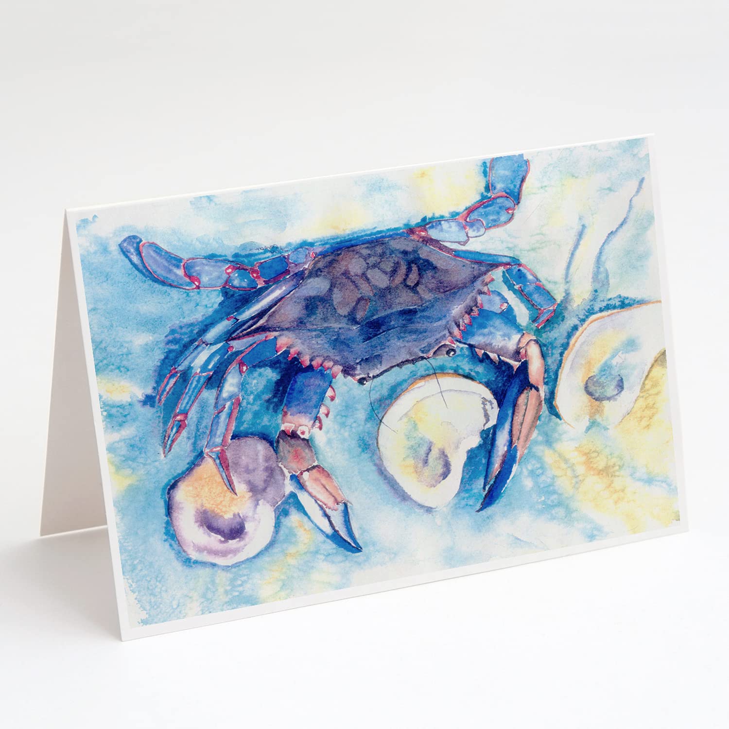 Caroline's Treasures 8042GCA7P Whimsical Crab Blank Greeting Cards - Pack of 8 A7 Size (5x7) Note Cards with Envelopes | Perfect for Beach-Themed Parties, Summer Invitations & Coastal Home Decor