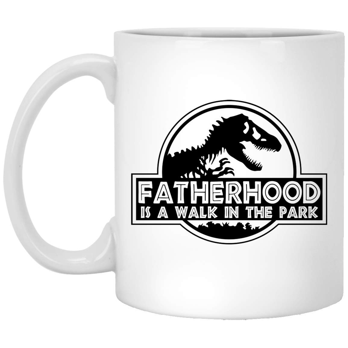 Fatherhood Is A Walk In The Park Coffee Mug - 15oz Funny Dad Gift, Jurassic Park Inspired Ceramic Cup for Coffee, Tea - Perfect for Father's Day, Birthday & Office Use
