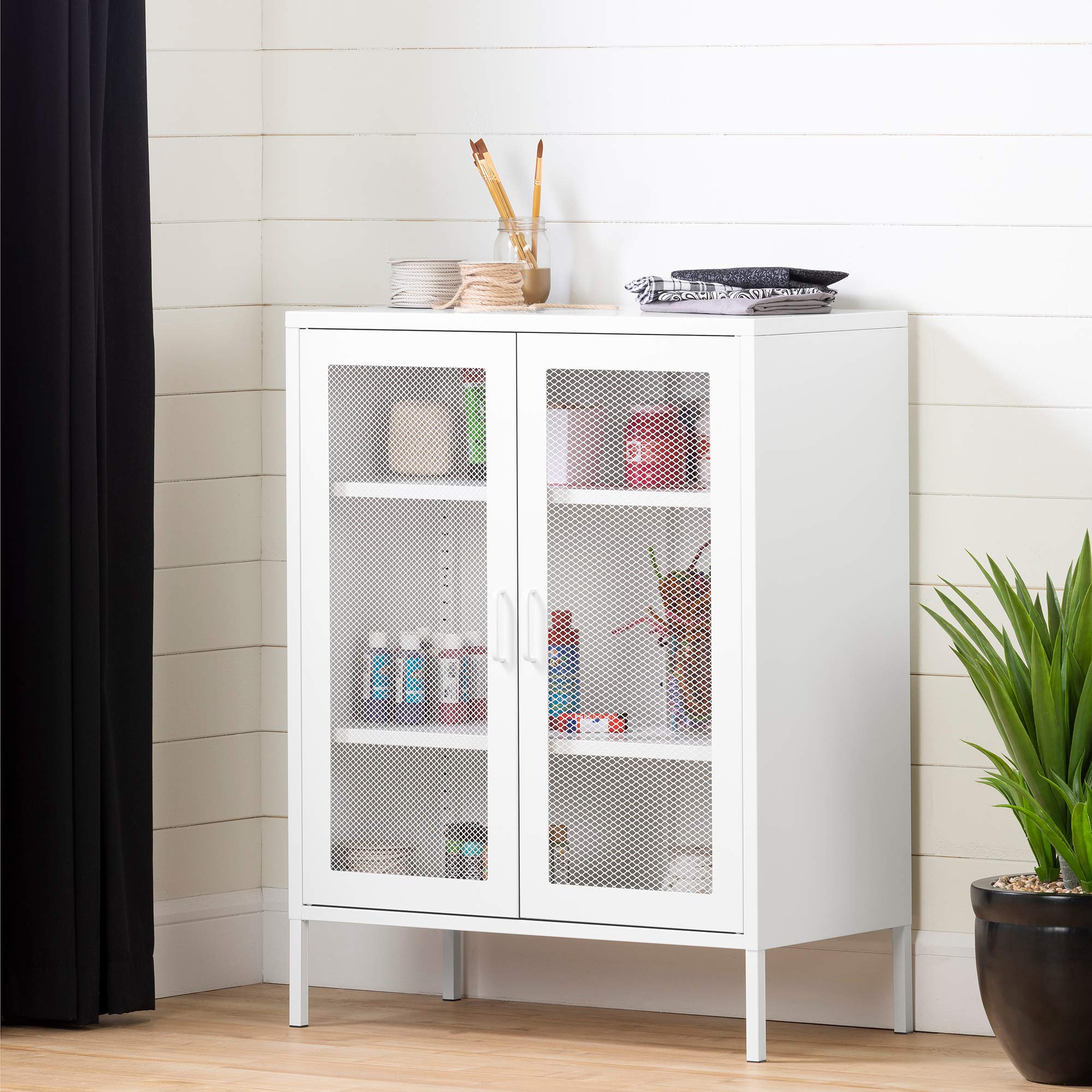South Shore Accent Cabinet in White - Modern Storage Solution for Living Room, Bedroom & Entryway