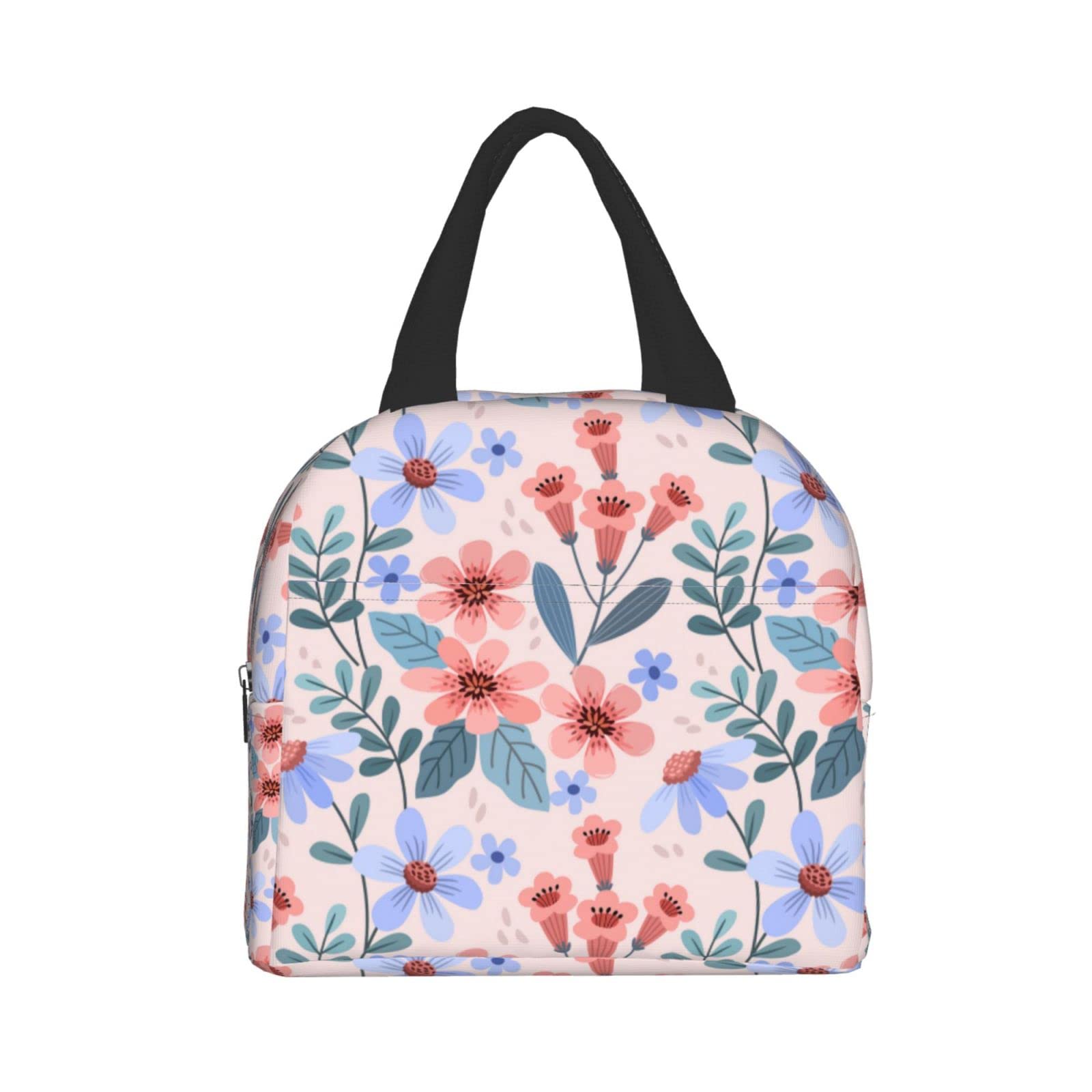 Pink Floral Insulated Lunch Box - Reusable & Portable Meal Container for Men & Women - Perfect for Work, Travel, Picnic & Outdoor Activities