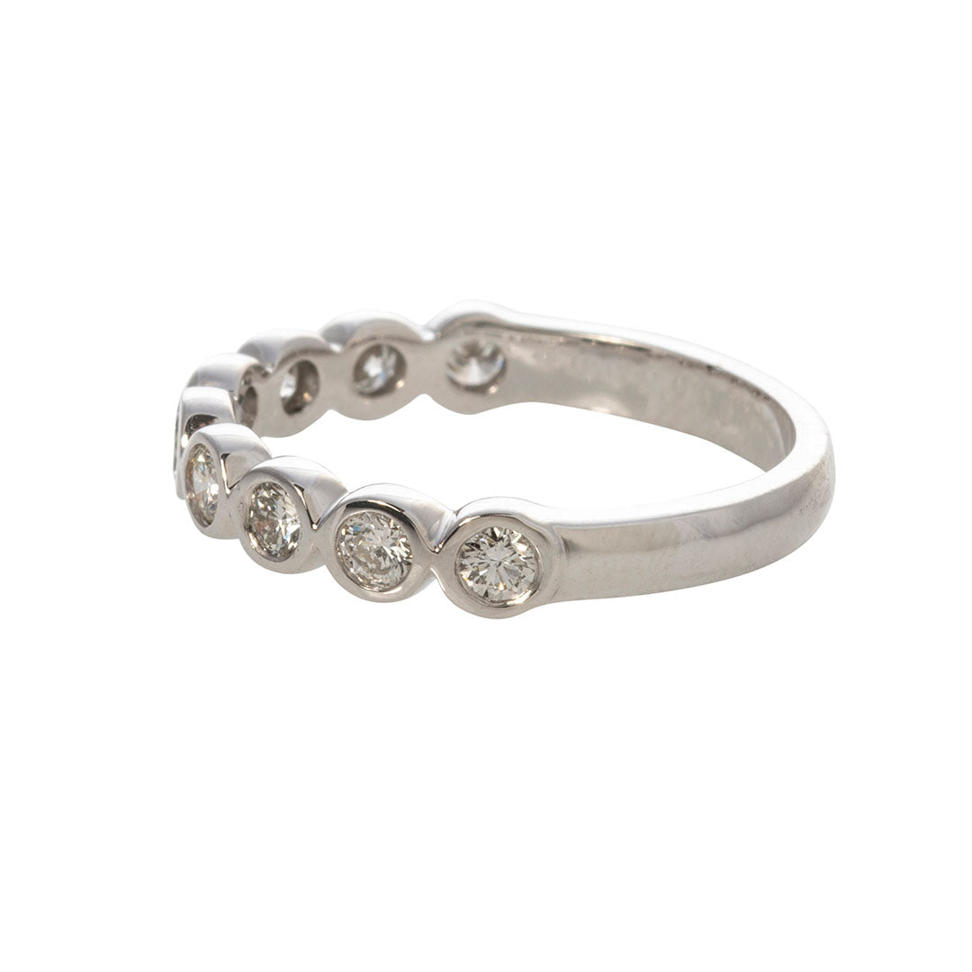 0.53ctw Diamond Bezel Set 14K White Gold Halfway Band Ring for Women - Elegant Wedding, Anniversary & Engagement Jewelry Gift