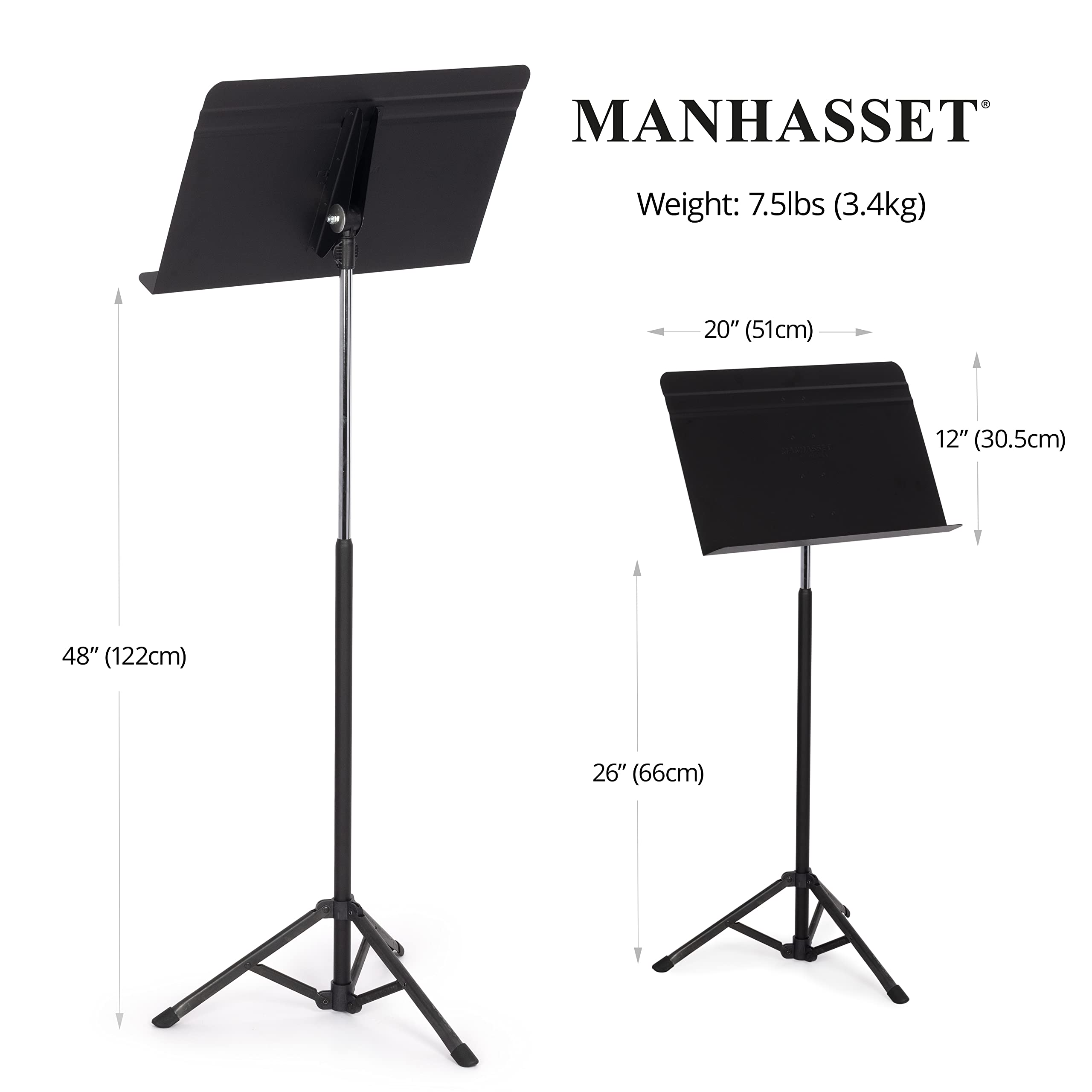 Manhasset Voyager Portable Music Stand - Quick Assembly Folding Sheet Music Stand with Retractable Legs | Perfect for Orchestra, Band Practice & Outdoor Performances