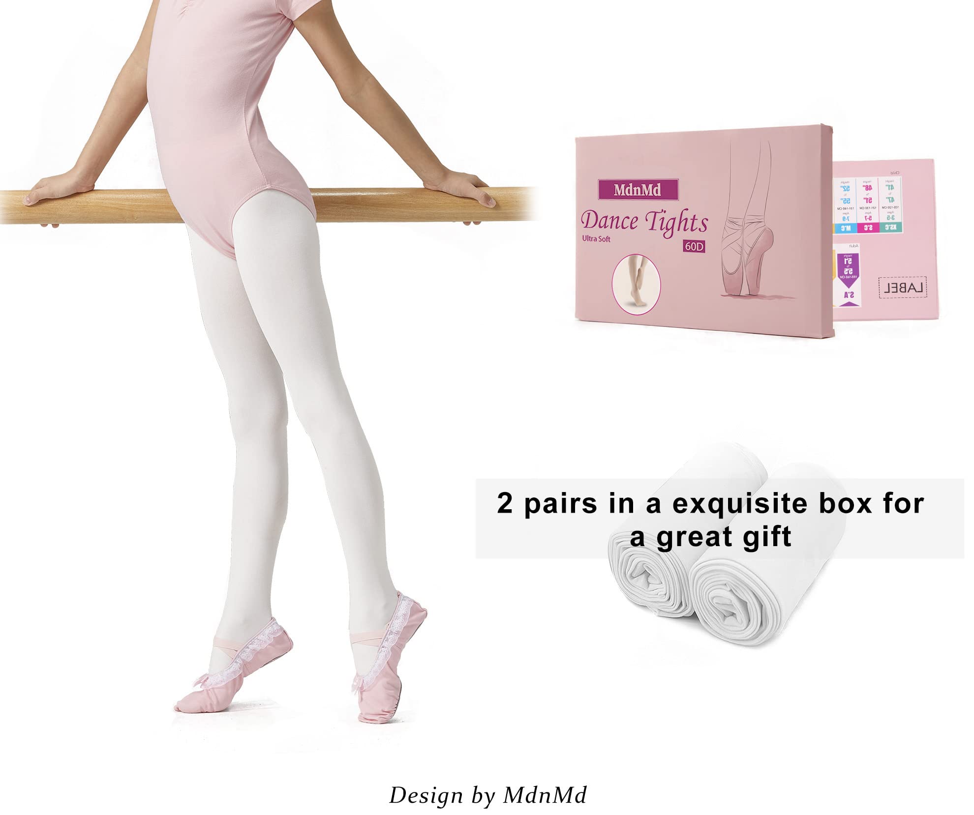 Ultra Soft Girls Ballet Dance Tights - Footed Ballet Stockings for Toddlers & Kids | Perfect for Dance Class, Recitals & Ballet Practice