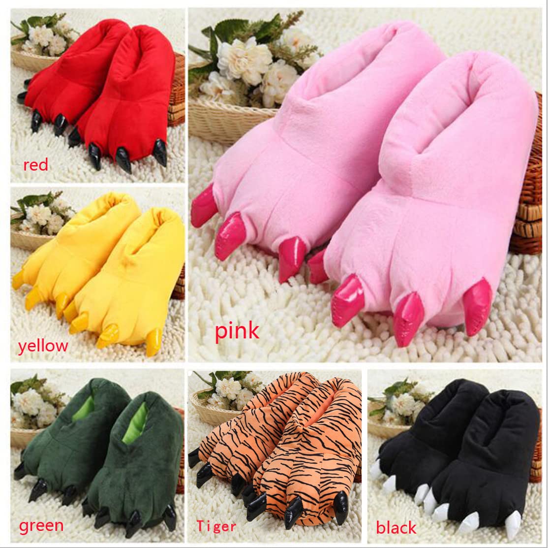 Soft Plush Animal Paw Slippers for Adults - Warm Fuzzy Dinosaur Claw House Shoes for Women & Men | Cozy Indoor Comfort for Winter, Lounge Wear, Gift Ideas