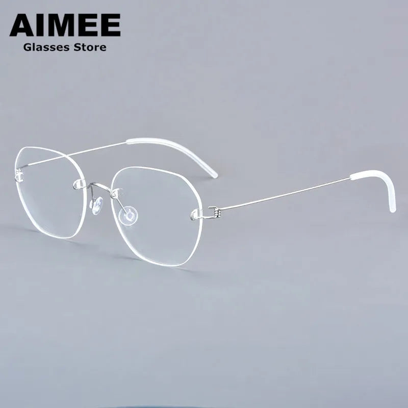 Aimee Women's Rimless Flat Top Oval Screwless Titanium Eyeglasses 92460 - Lightweight & Durable Titanium Frame for Work, Reading & Everyday Use