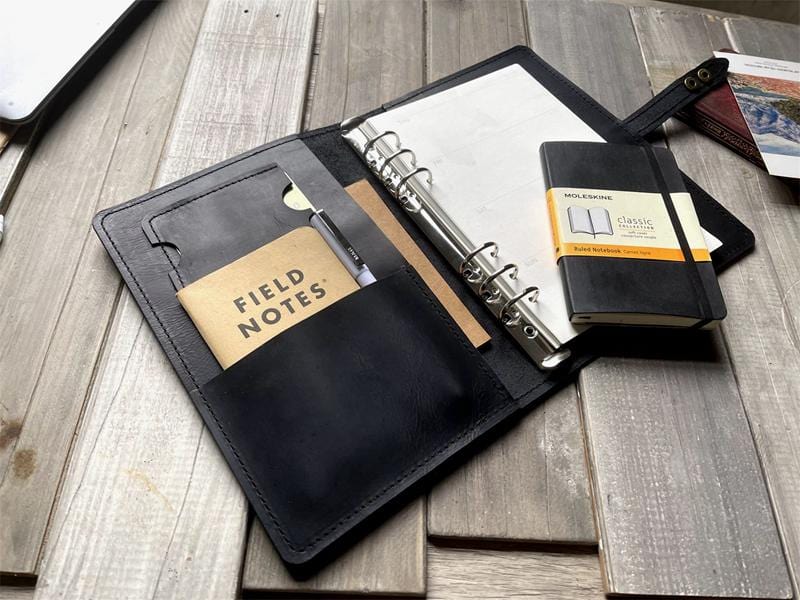 Premium Refillable Black Leather Journal for Writing, Sketching & Note Taking - Perfect for Travel, Office & Gift Giving
