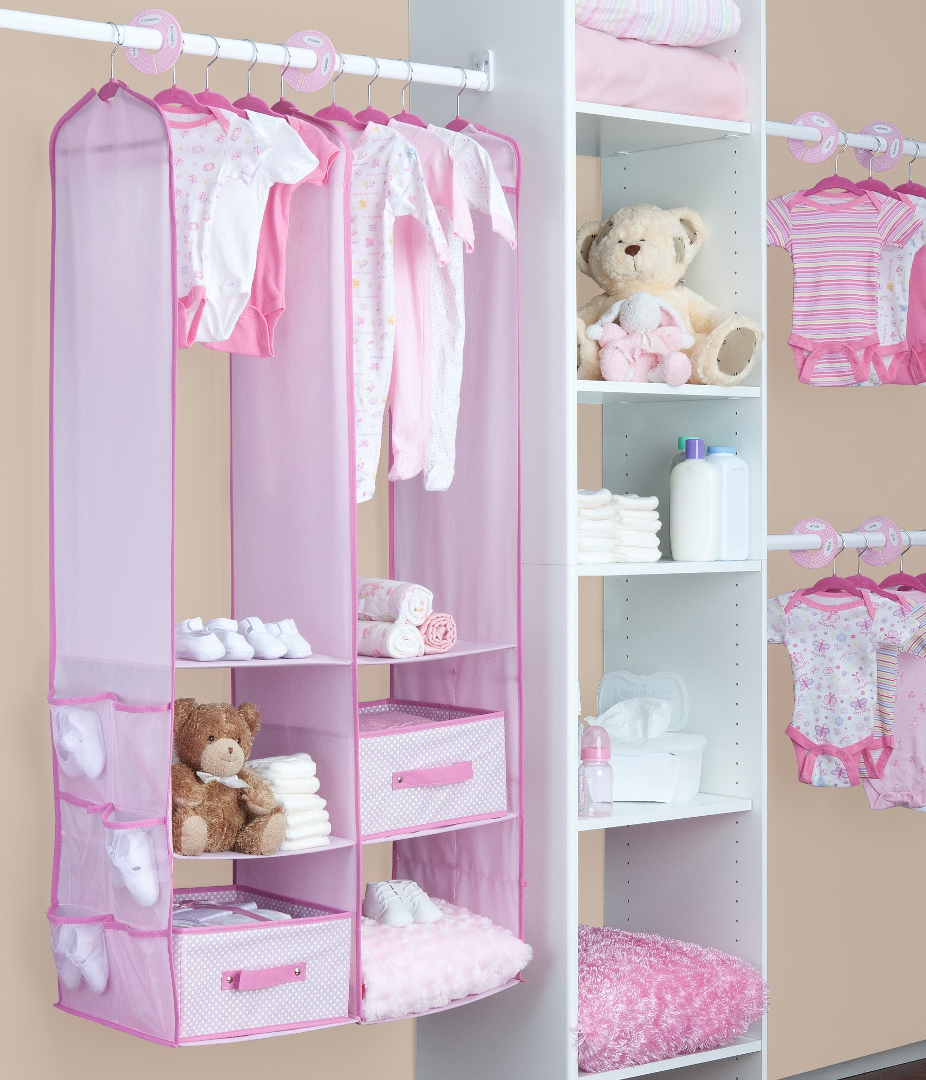 Delta Children Nursery Storage 24-Piece Set - Pink Organizer for Baby Clothes, Toys & Essentials | Space-Saving Solution for Bedroom, Nursery & Closet | Perfect for Newborns & Toddlers Organization