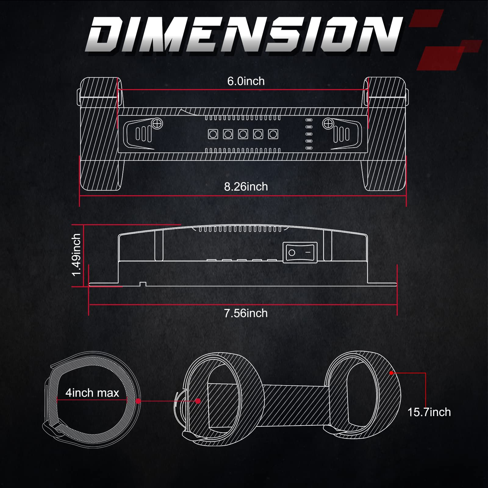 Universal UTV LED Dome Light with Roll Bar Mount - Overhead Interior Light for Polaris RZR, Can-Am, ATV, Truck & Car - Perfect for Off-Roading, Camping & Night Driving