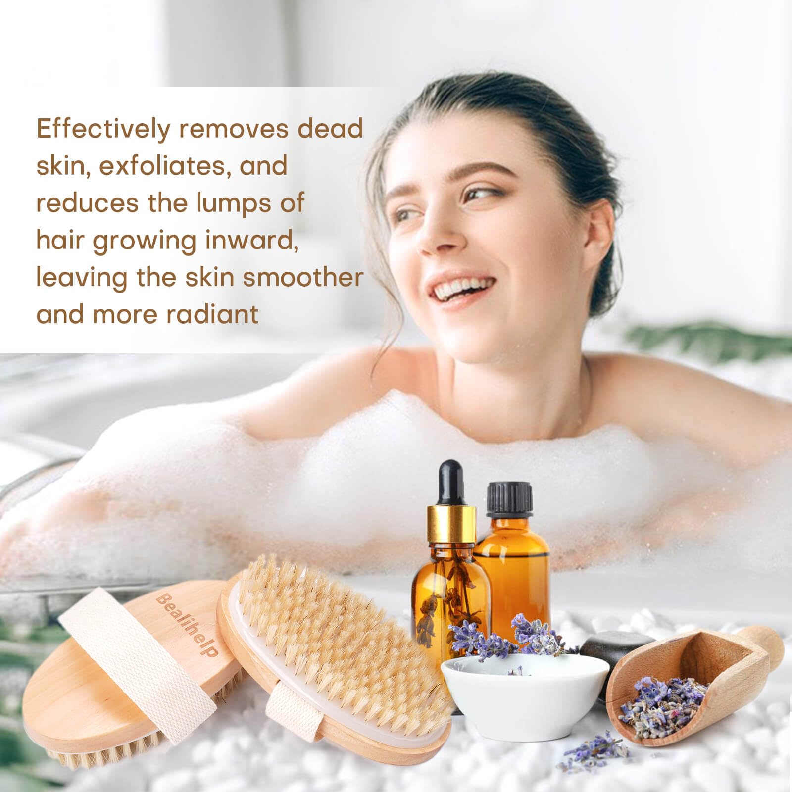 2 Pack Dry Body Brush for Lymphatic Drainage & Cellulite - Exfoliating Skin Care for Healthy Glow at Home Spa