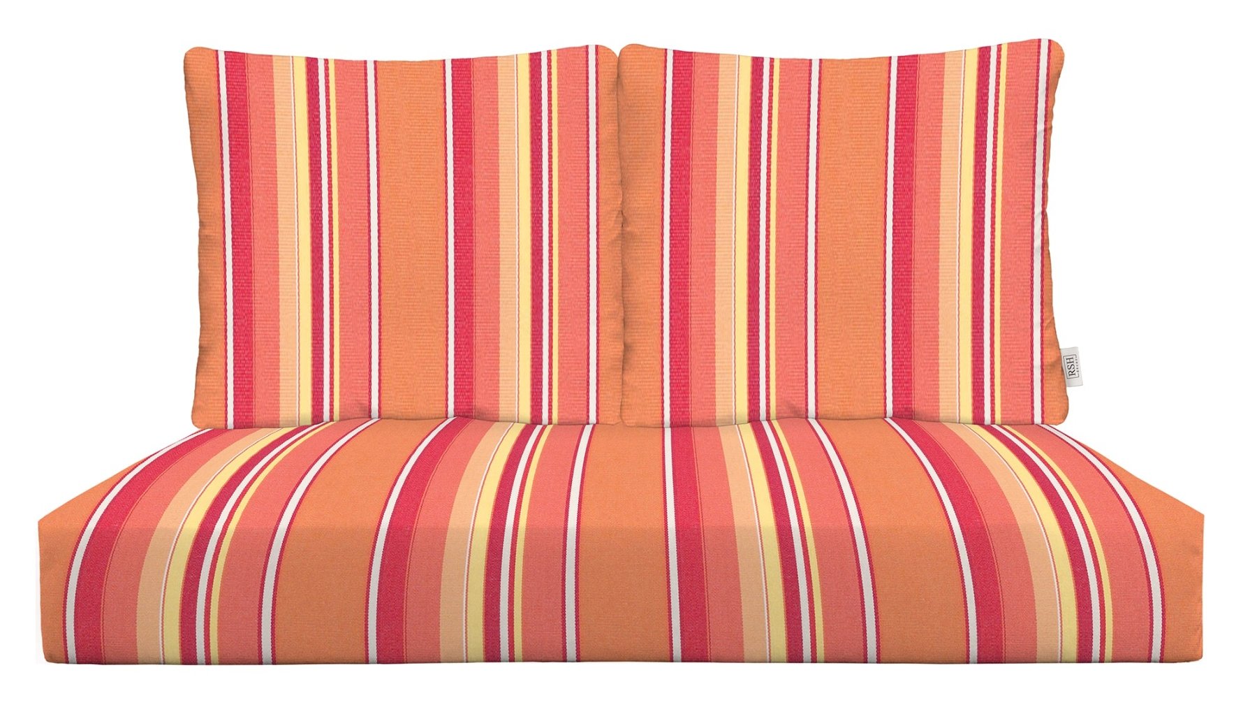 Sunbrella Dolce Stripes Deep Seating Pillow Back Loveseat Cushion Set - Waterproof Outdoor Patio Furniture Cushions for Sofa, Sectional & Lounge Chairs - Perfect for Poolside, Garden & Backyard Relaxation