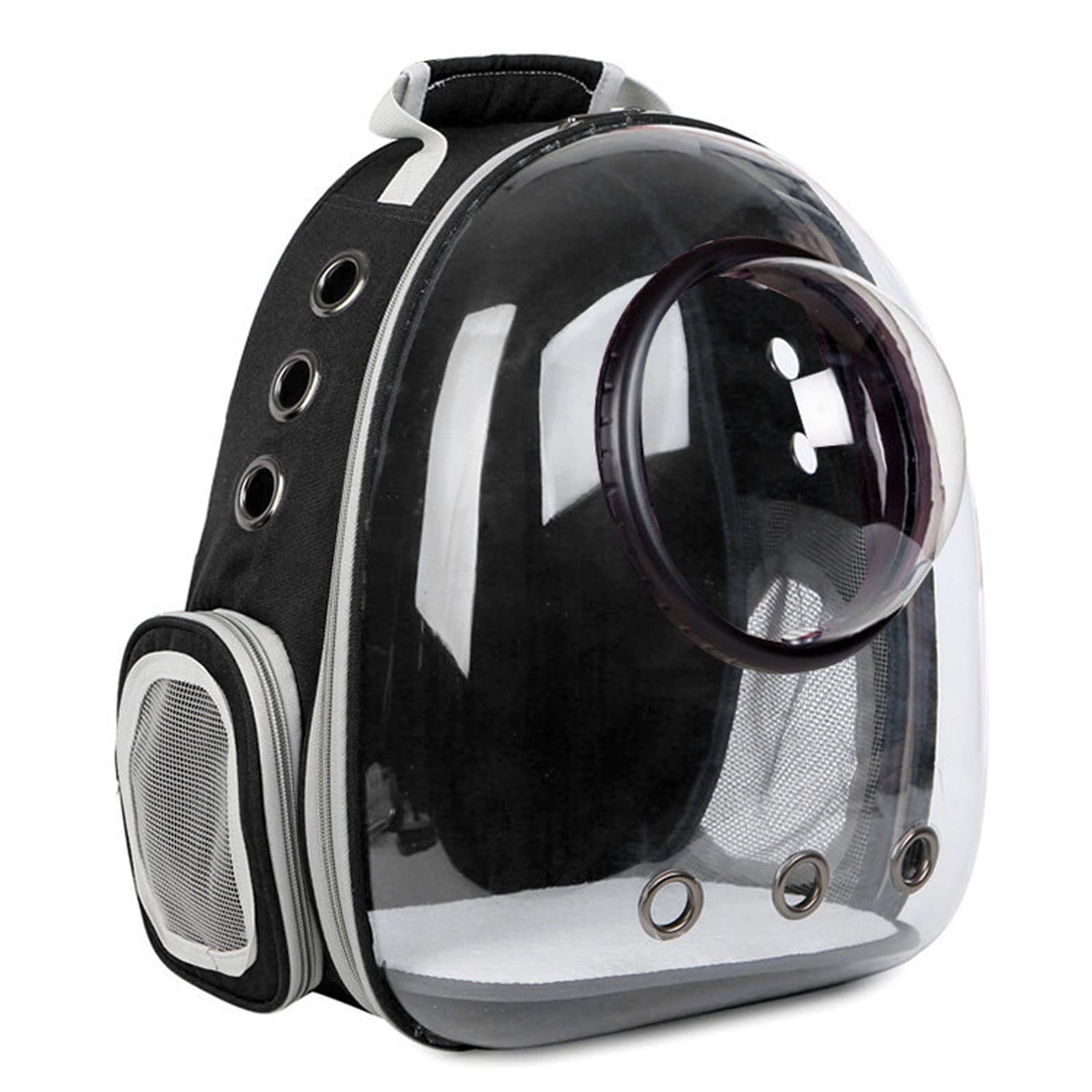 Space Capsule Pet Carrier Backpack - Ventilated Cat & Small Dog Travel Backpack with Padded Strap - Comfortable for Air Travel, Hiking & Outdoor Adventures (Black)