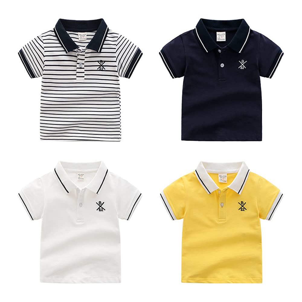 Boys' Cotton Polo Shirt - Classic White Short Sleeve Uniform T-Shirt for Toddlers & Kids | School, Playdates & Casual Outfits