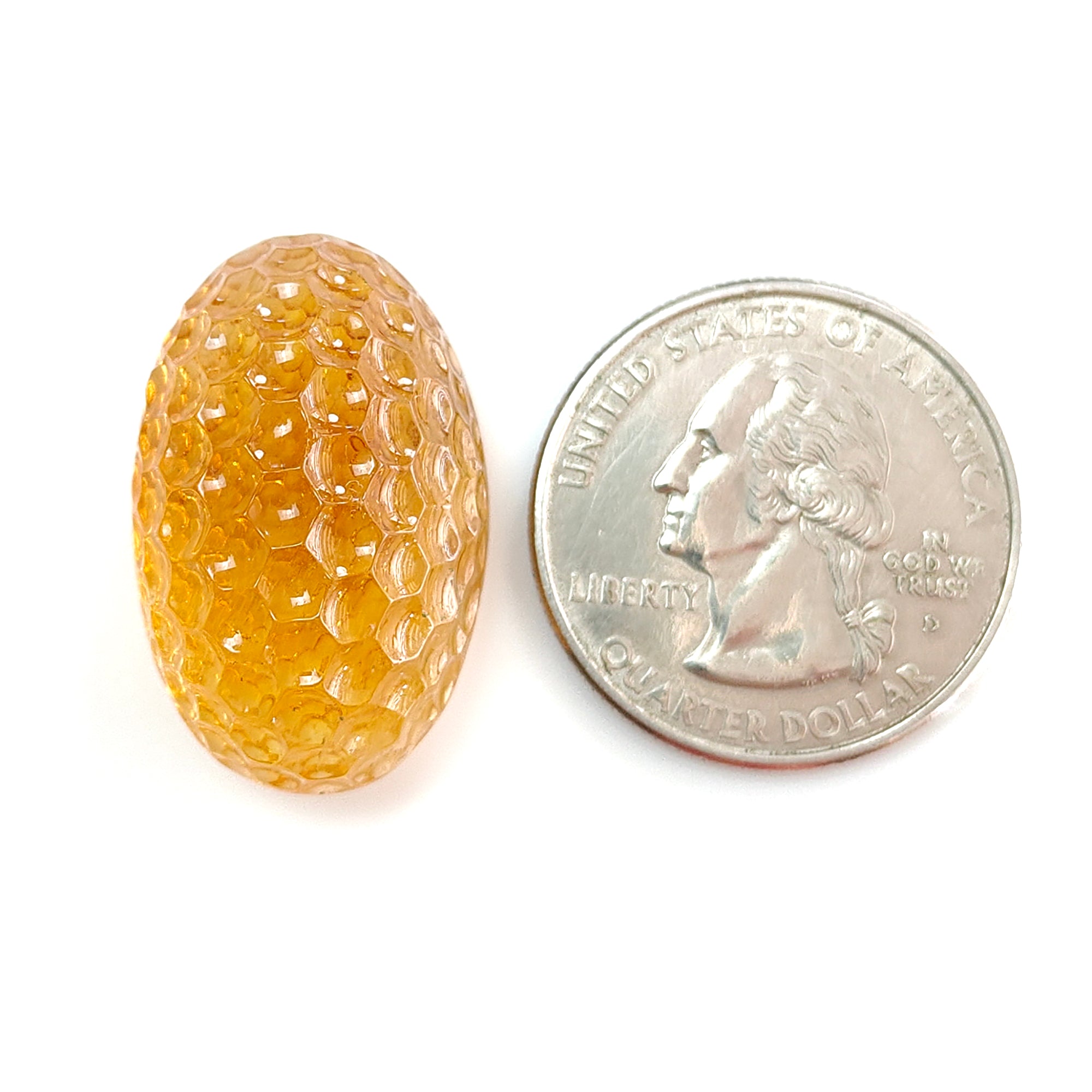 Natural Untreated Yellow Citrine Gemstone Carving - 38.30cts Oval Shape 27x17mm for Jewelry Making, Handcrafted Pendant, Necklace & Ring Designs - Perfect for Birthstone Gifts, Spiritual Healing & Fashion Accessories