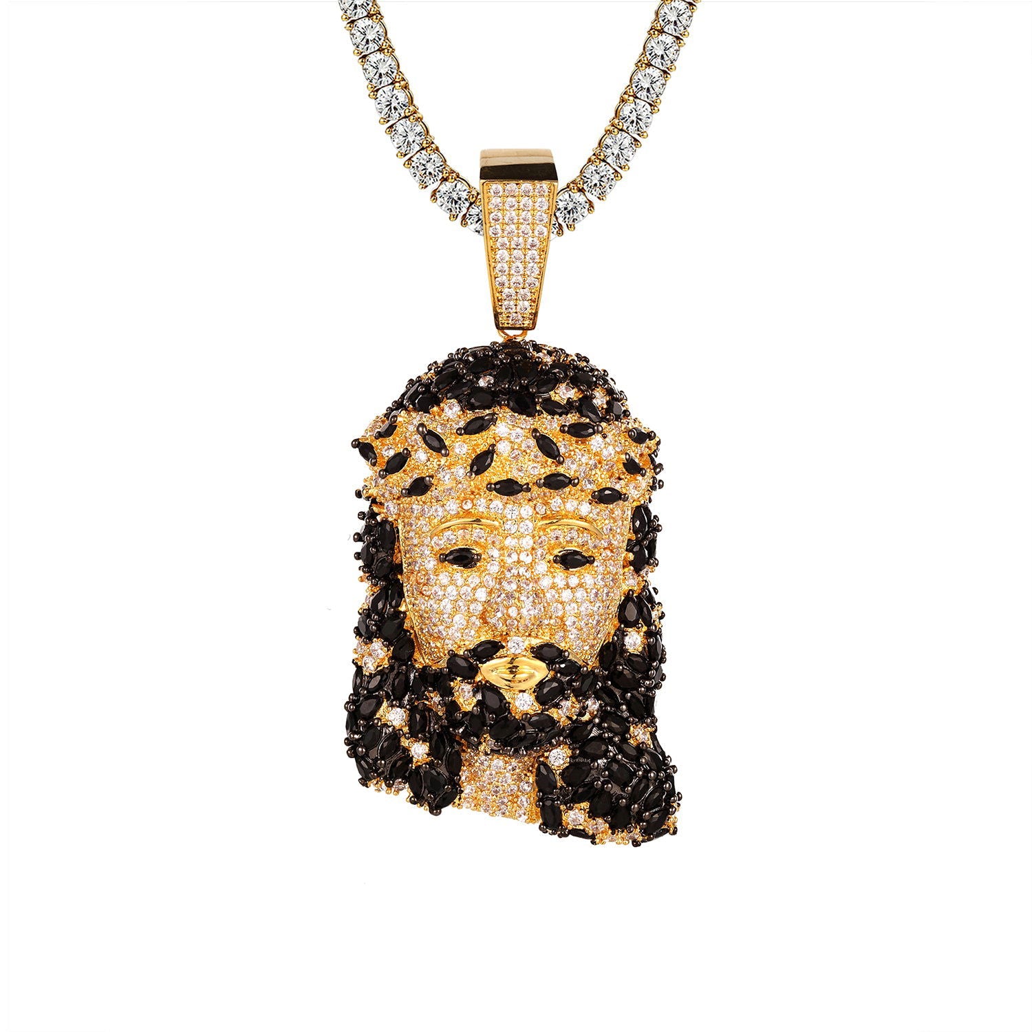 Marquise Cut Jesus Face Religious Pendant - Elegant Designer Bling Necklace for Men & Women | Perfect for Church, Daily Wear & Gift Giving
