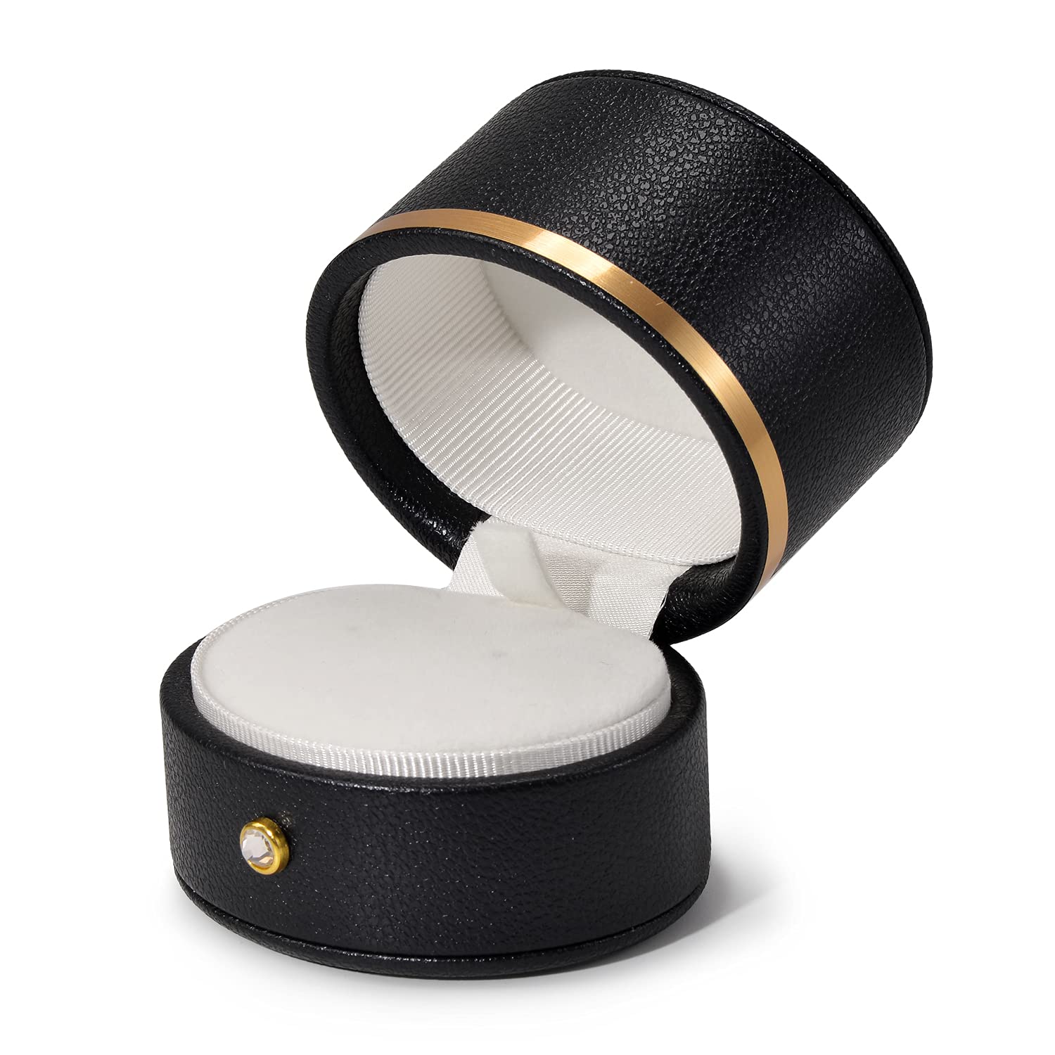 Oirlv Genuine Leather Ring Box for Engagement & Wedding Proposal - Multi-Functional Jewelry Storage Box for Rings, Earrings & Necklaces (Black) - Perfect for Romantic Proposals, Anniversary Gifts & Jewelry Organization
