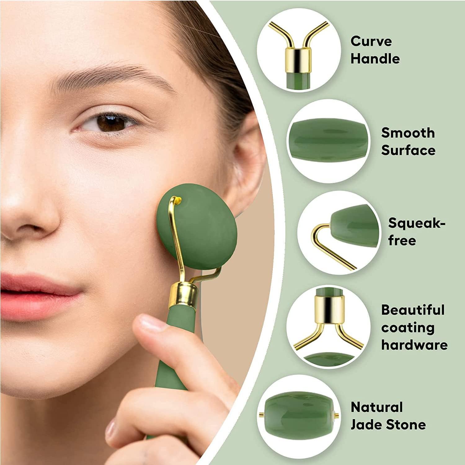 Jade Roller & Gua Sha Stone Set - 3-Piece Facial Massage Kit with Ice Roller, Gua Sha Tool & Jade Roller for Skin Care, Anti-Aging & Puffiness Relief | Perfect for Daily Skincare Routine, Spa Day & Self-Care Rituals