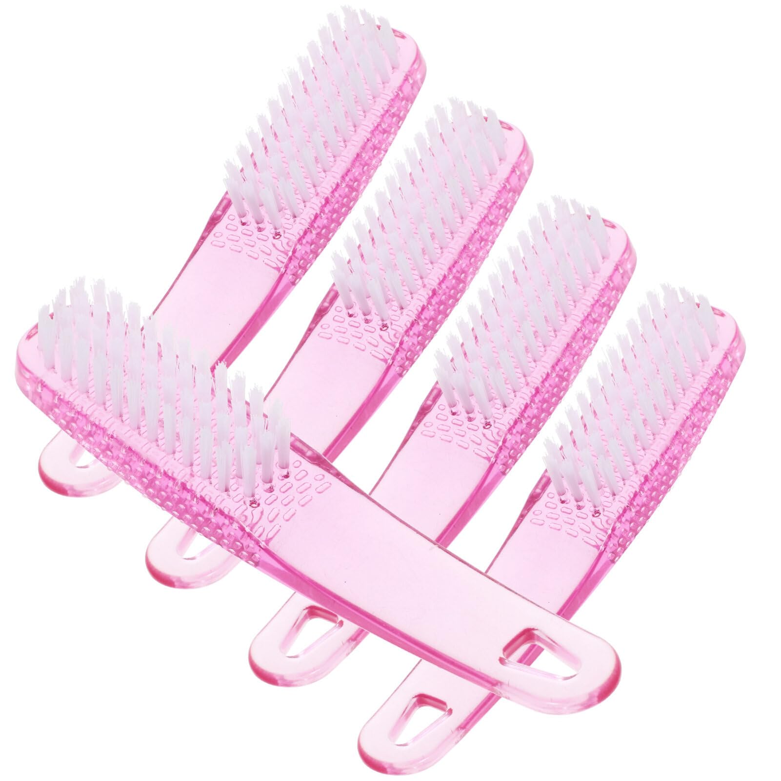 EXCLUZO 5-Piece Nail Brush Set - Professional Manicure & Pedicure Scrub Brushes for Hands and Feet - Durable Nail Cleaning Tool with Ergonomic Handle (Pink) - Perfect for Home Spa, Salon & Travel Nail Care