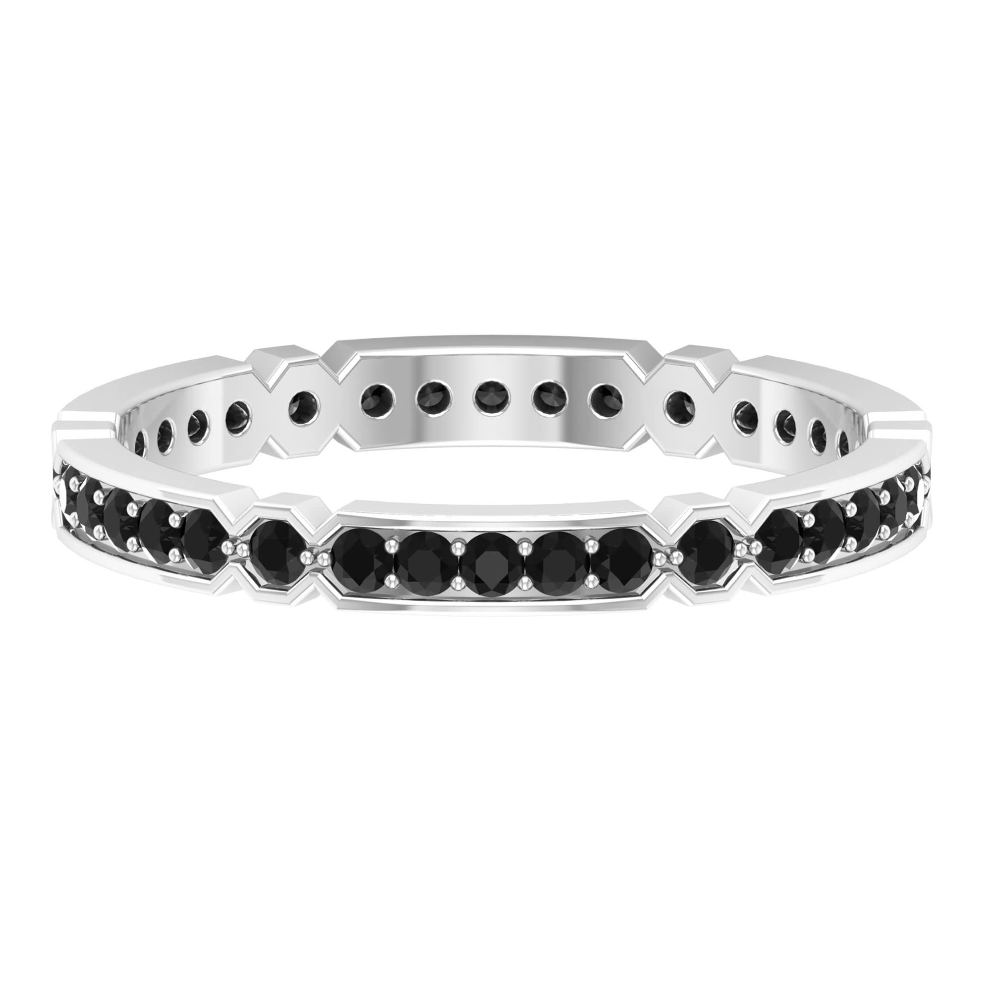 0.75 CT Black Spinel Eternity Ring for Women - 14K Solid Gold August Birthstone Band - Elegant Stackable Wedding Ring for Anniversary & Special Occasions