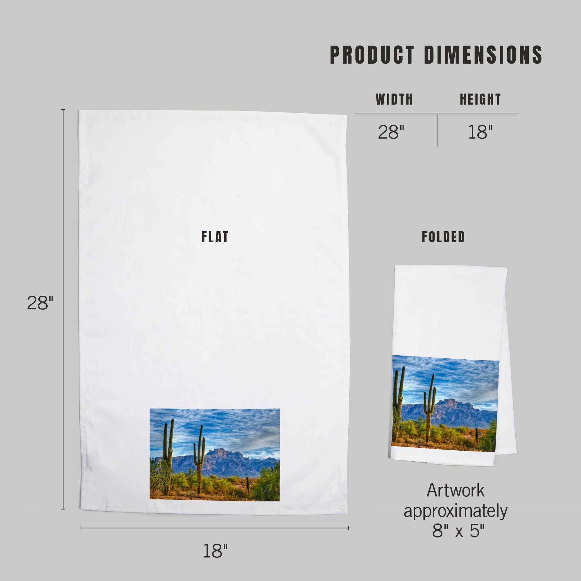 Lantern Press Saguaros and Mountains 100% Cotton Tea Towel - Decorative Hand Towel for Kitchen, Bathroom & Home Decor - Perfect for Drying Dishes, Gift Giving, and Farmhouse Style Decor
