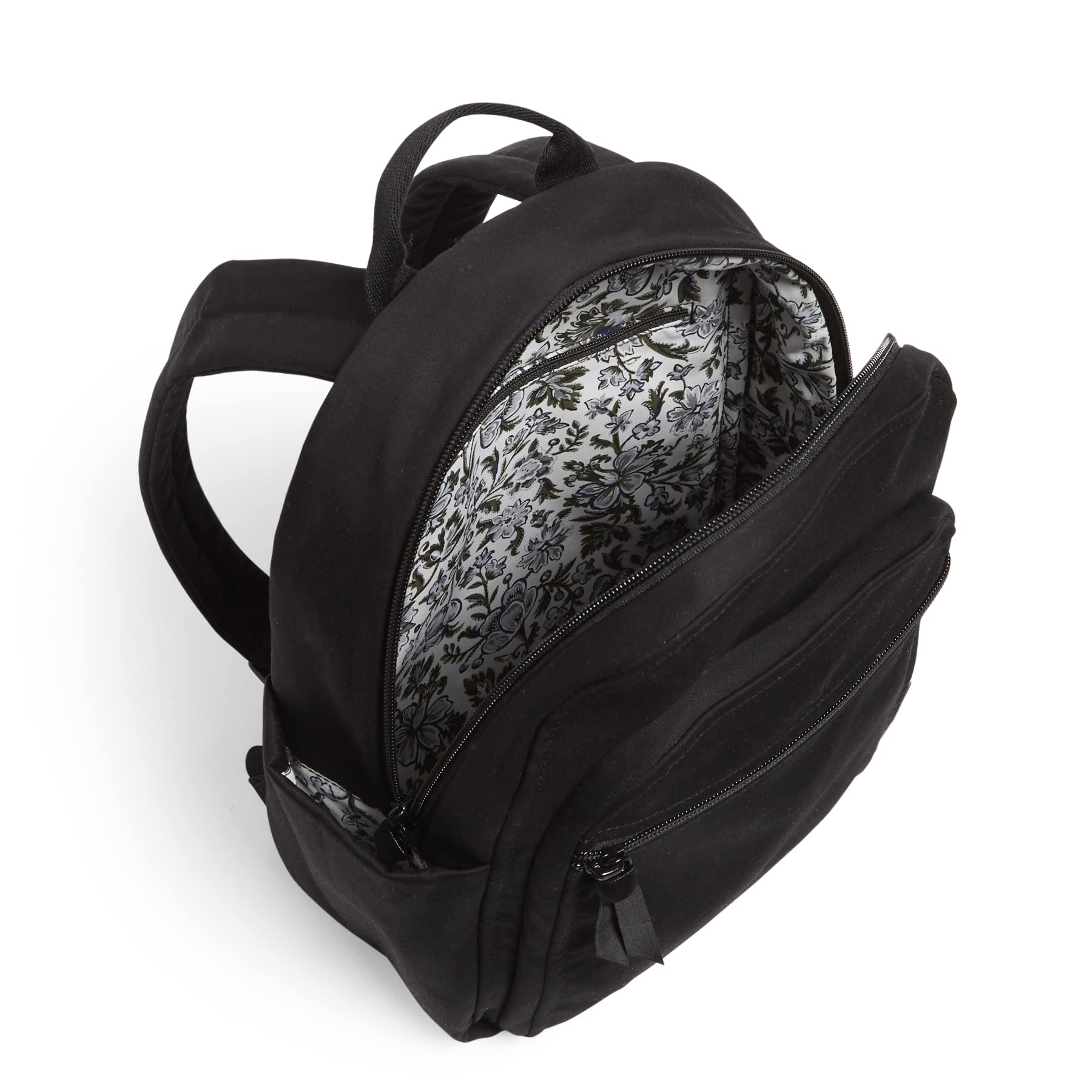 Vera Bradley Women's Cotton Small Backpack - Classic Black One Size | Lightweight Travel Daypack for Work, School & Outdoor Adventures