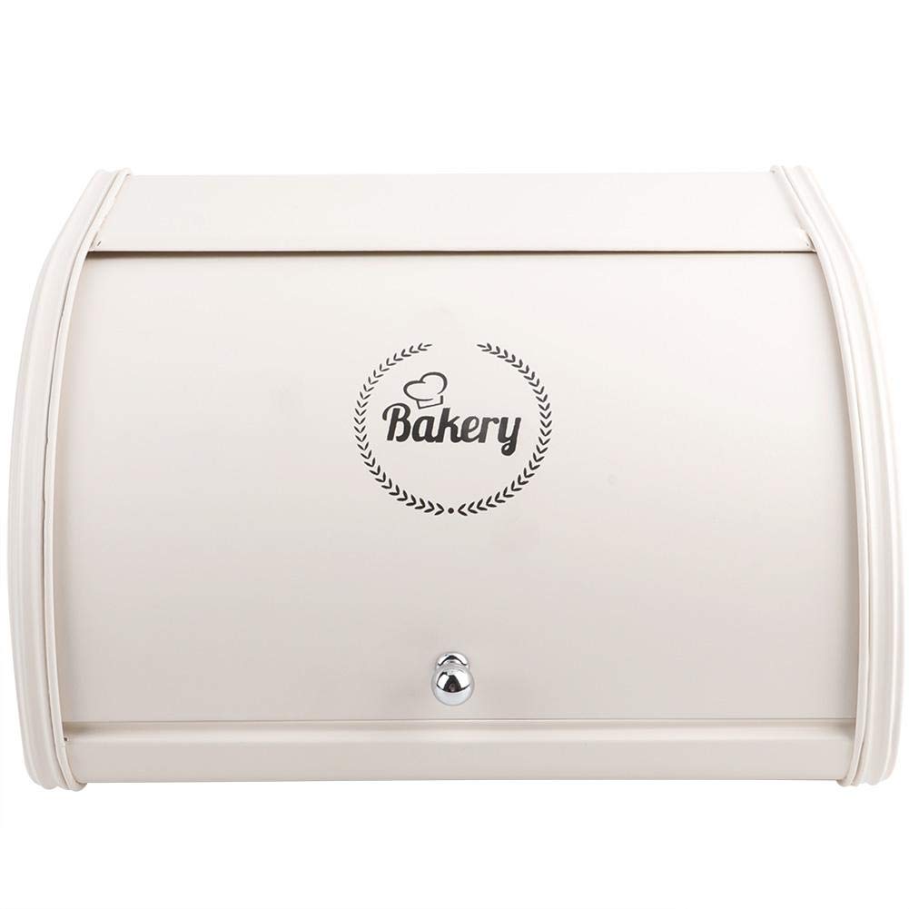 BuyWeek Metal Bread Box - Airtight Kitchen Food Storage Container for Bread, Buns & Pastries | Organize & Keep Fresh | Perfect for Countertop, Pantry & Dining Room (Off White)