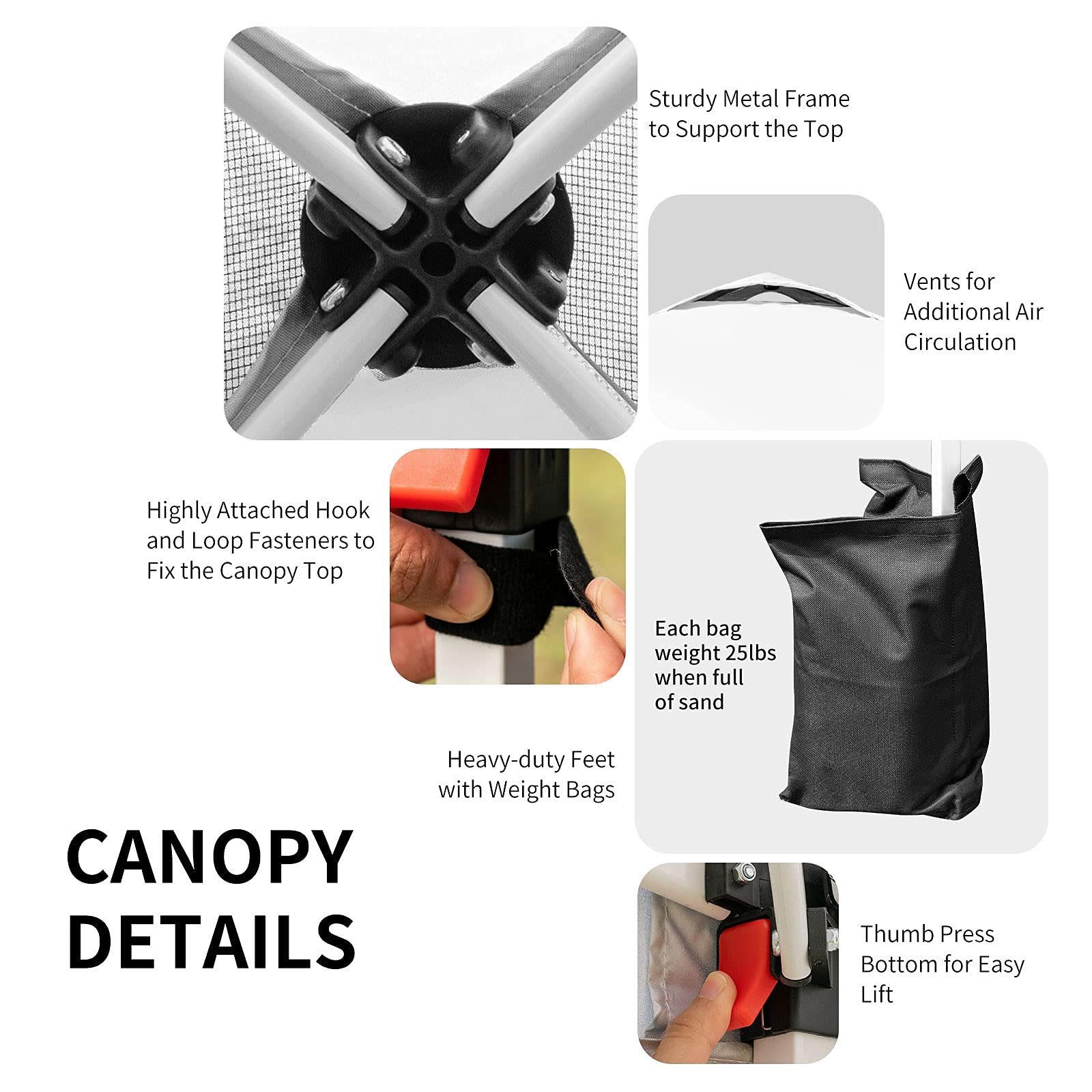 **Tangkula 6.6' x 6.6' White Outdoor Pop-Up Canopy Tent – Adjustable Height, Instant Setup, Includes Portable Roller Bag & 4 Weight Bags – Perfect for Camping, Beach, Picnics, Parties, and Outdoor Events**