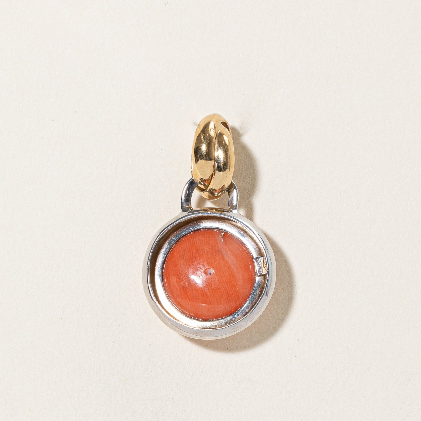Italian Bezel Set Round Coral Pendant Necklace - 17.00ct Genuine Coral Jewelry for Women, Gift for Her, Birthday & Anniversary Present