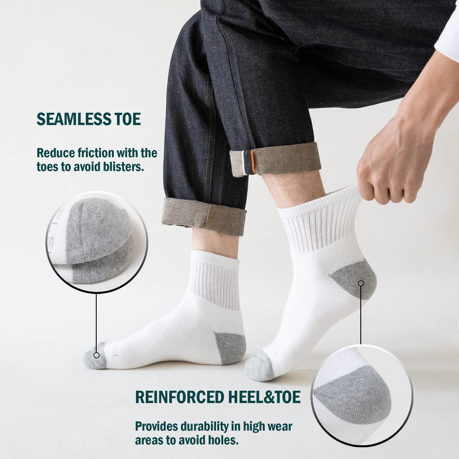 **Men's Athletic Ankle Socks - 8-Pack Cotton Cushioned Quarter Socks for Running, Gym & Sports - Moisture-Wicking, Breathable (Sizes 7-9, 9-12, 12-15) - Perfect for Workouts, Hiking & Everyday Comfort**