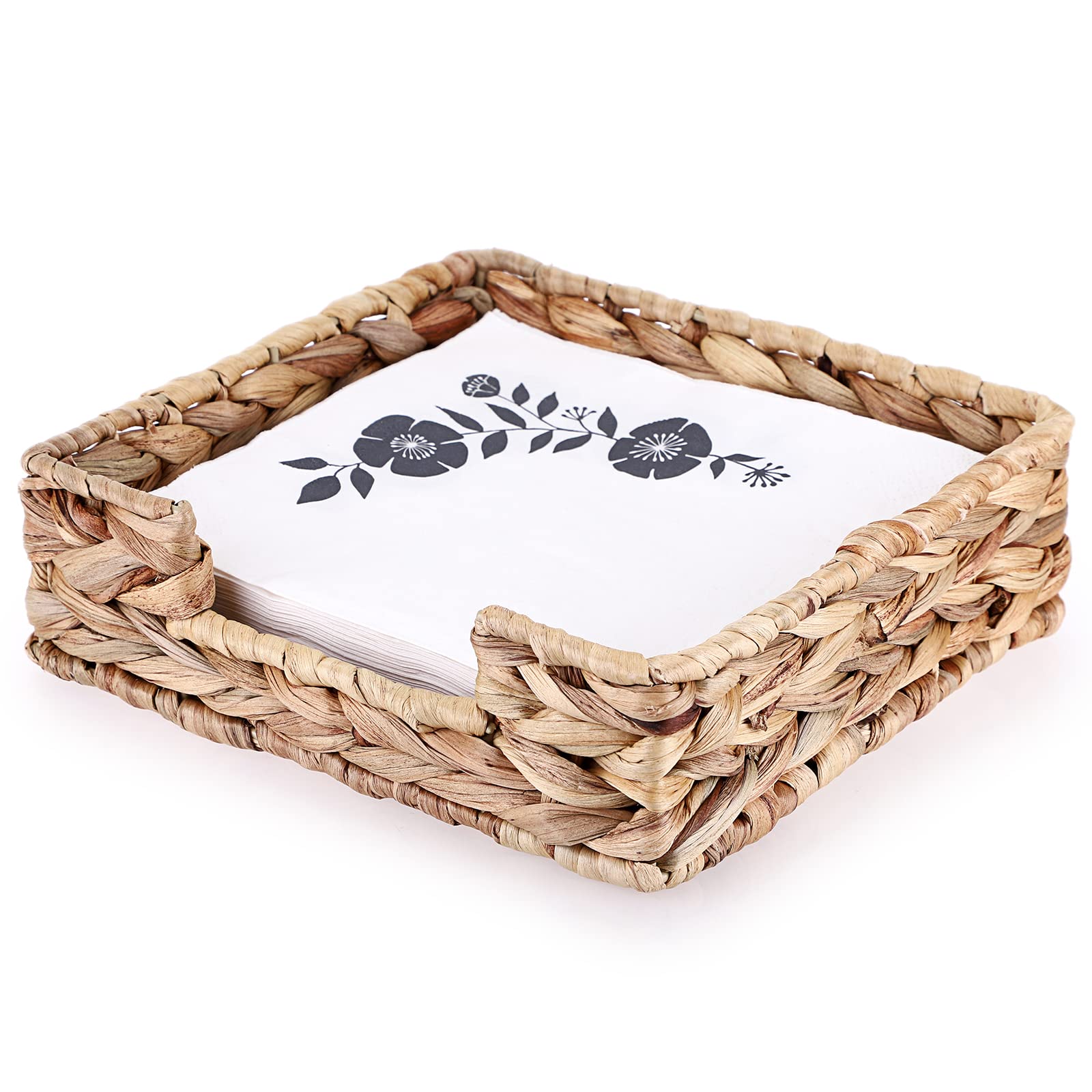 Sumnacon Wicker Napkin Holder - Water Hyacinth Square Napkin Basket for Kitchen, Dining Table, Desk, Counter | Perfect for Restaurants, Parties & Bars - Stylish and Functional Tableware Organizer