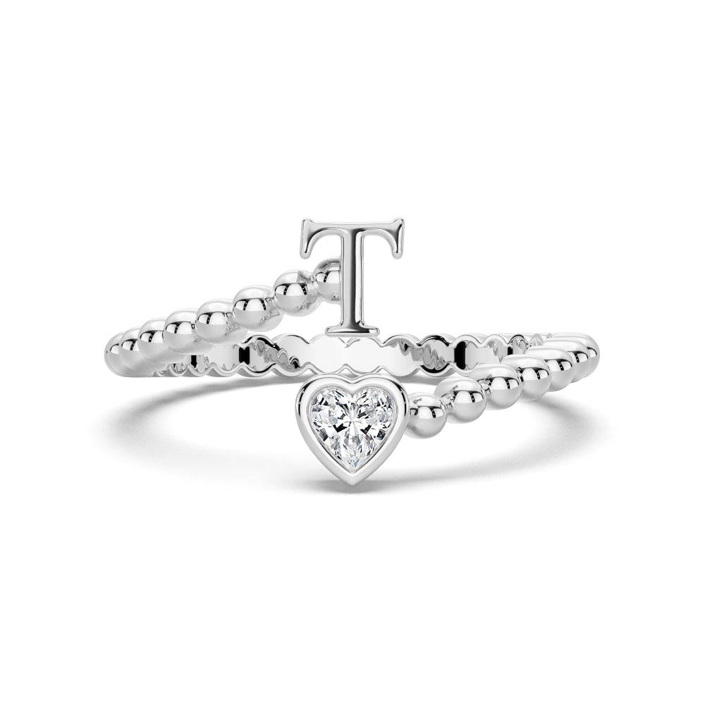 Lab Grown Diamond Personalized Initial Promise Ring for Women - Custom Engraved 14K Gold/White Gold Name Letter Ring - Perfect for Anniversaries, Engagements & Special Occasions