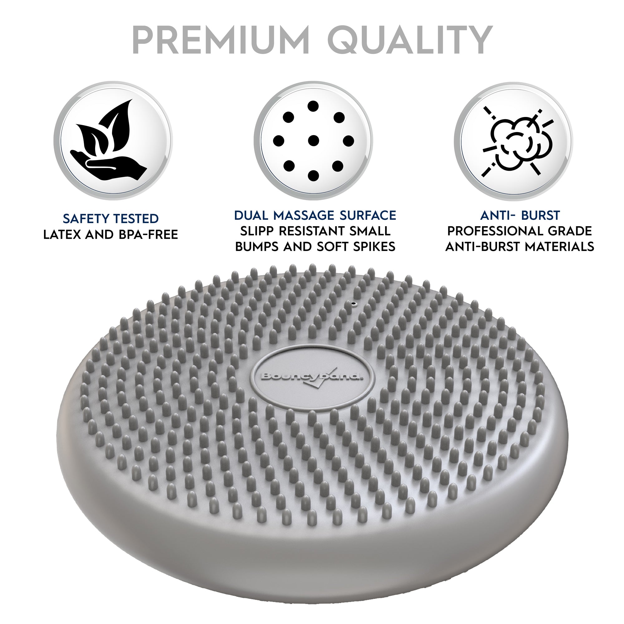 Bouncyband Little Wiggle Sensory Seat Cushion for Kids - Silver | ADHD & Autism Sensory Tool for Classroom, Office & Home Use